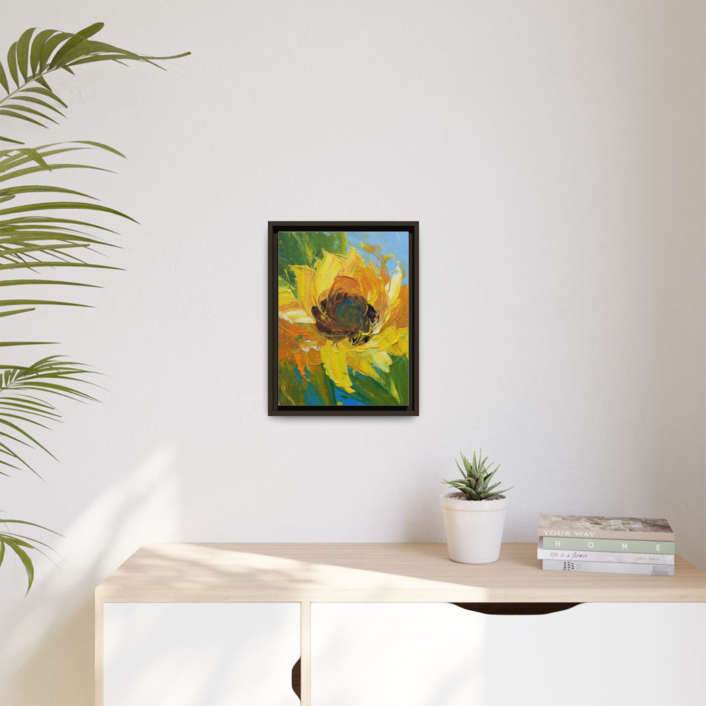Framed Sunflower Abstract Matte Canvas Print