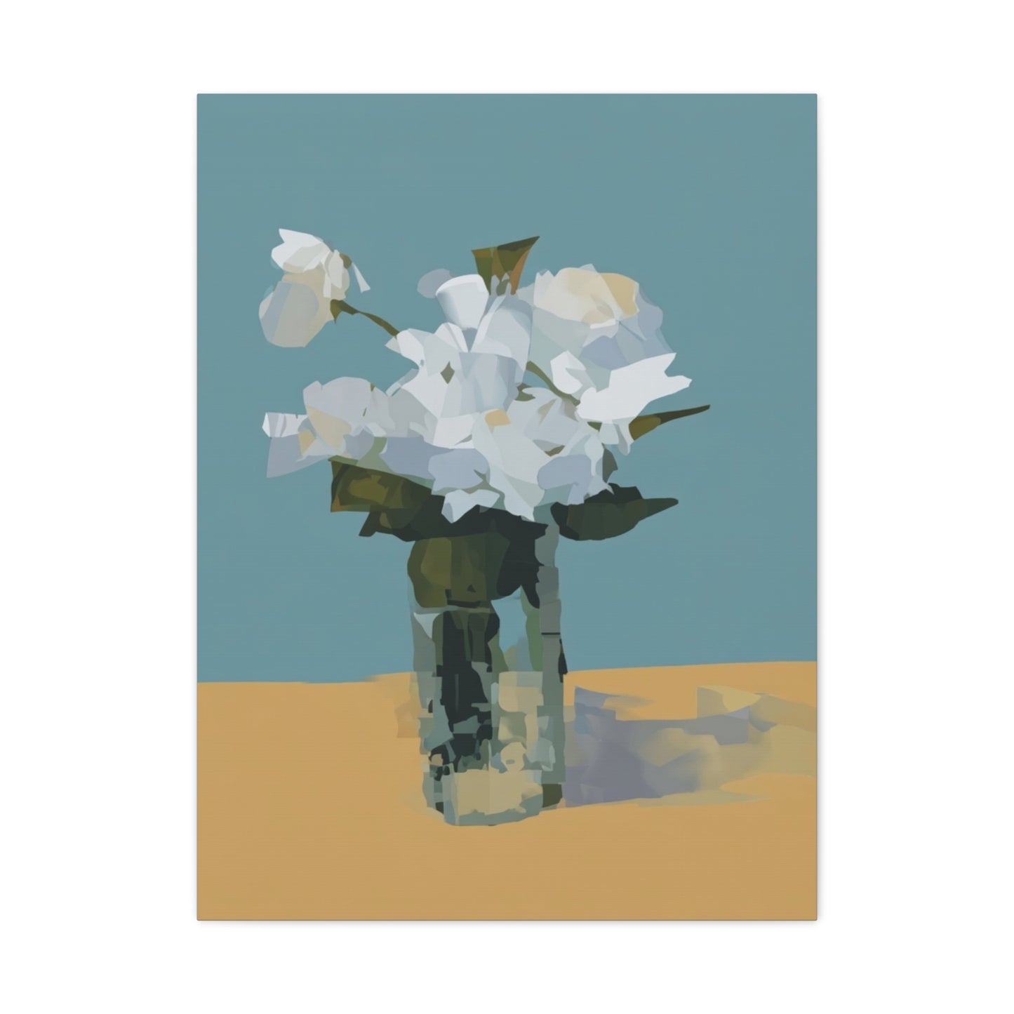 Abstract White Roses Canvas Art - Floral Vase Wall Decor