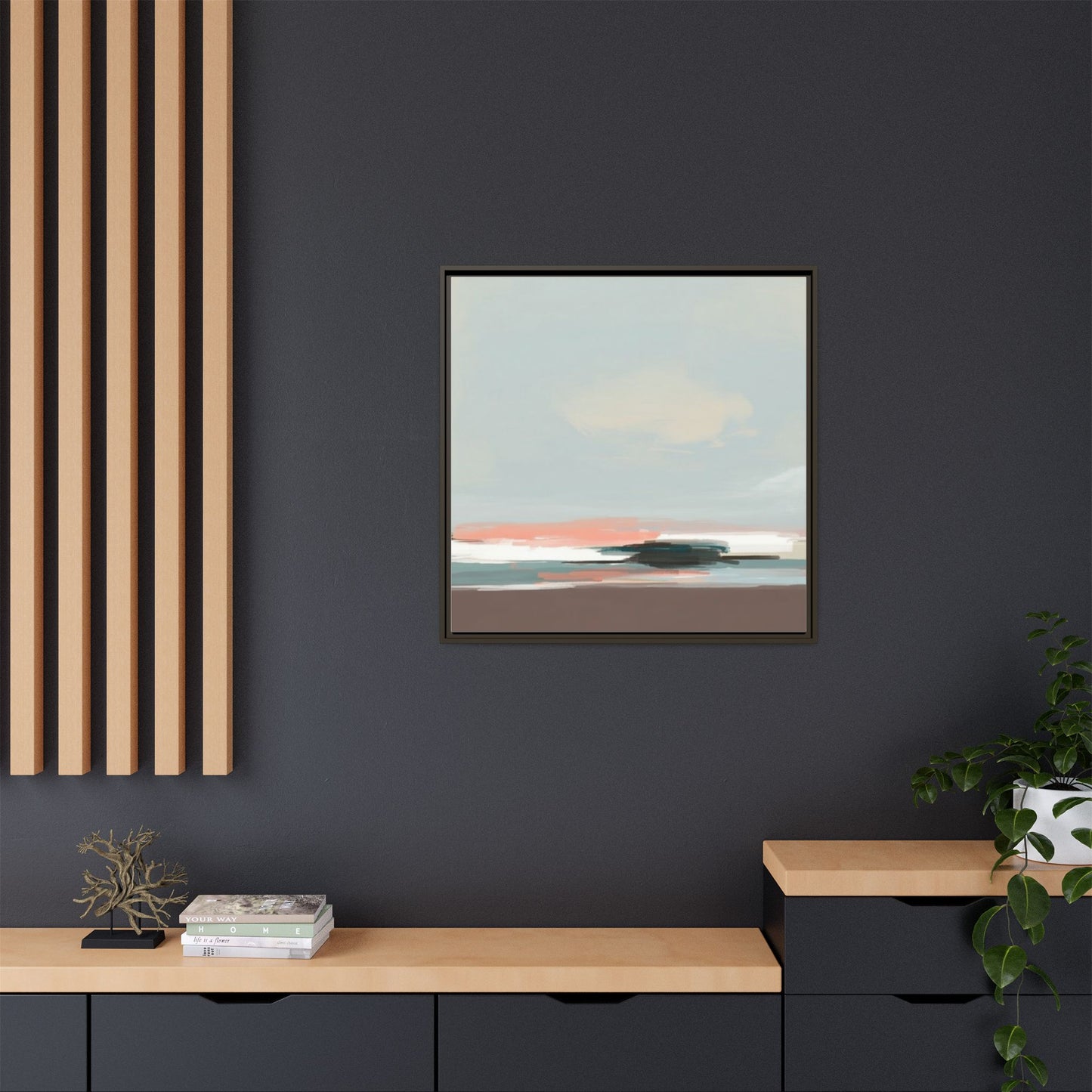 Framed Matte Canvas Print — Soft Coastal Abstract Landscape