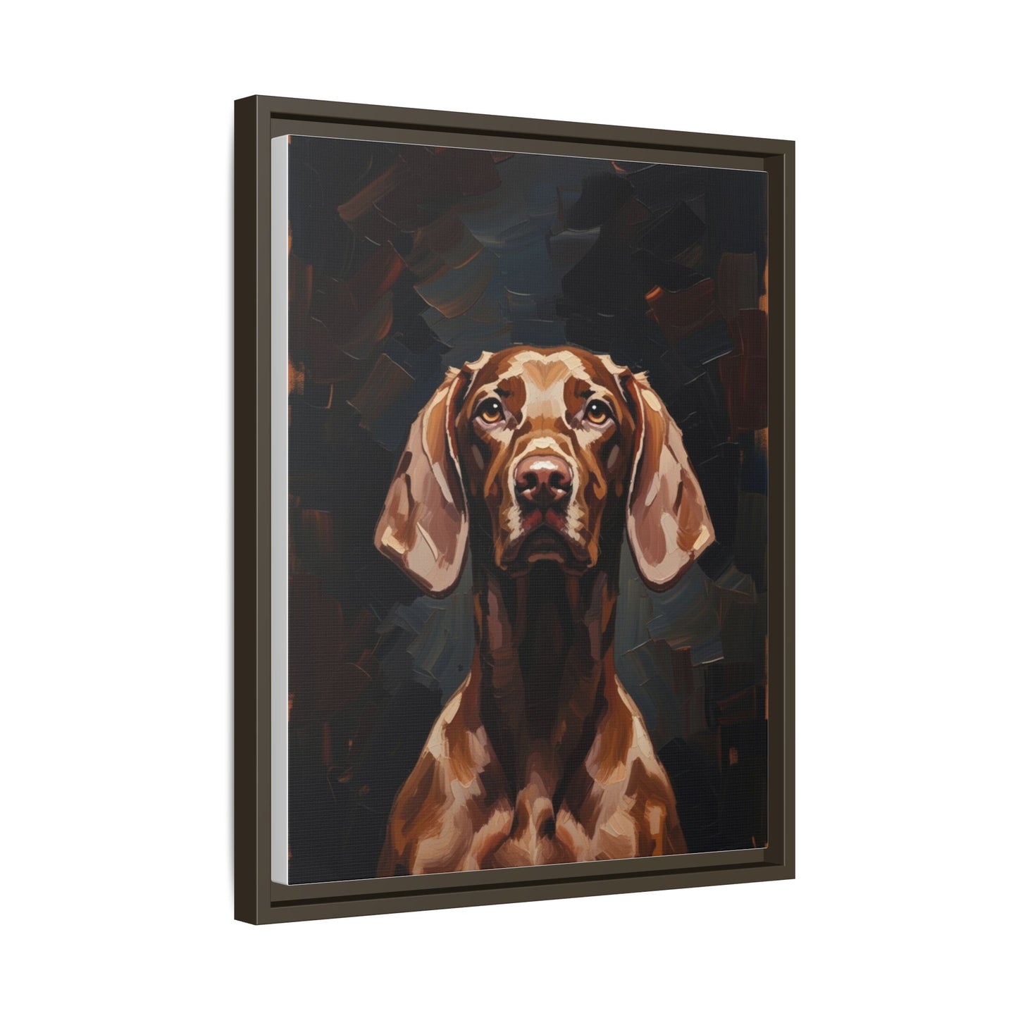 Framed Matte Canvas Dog Portrait – Brown Vizsla Wall Art