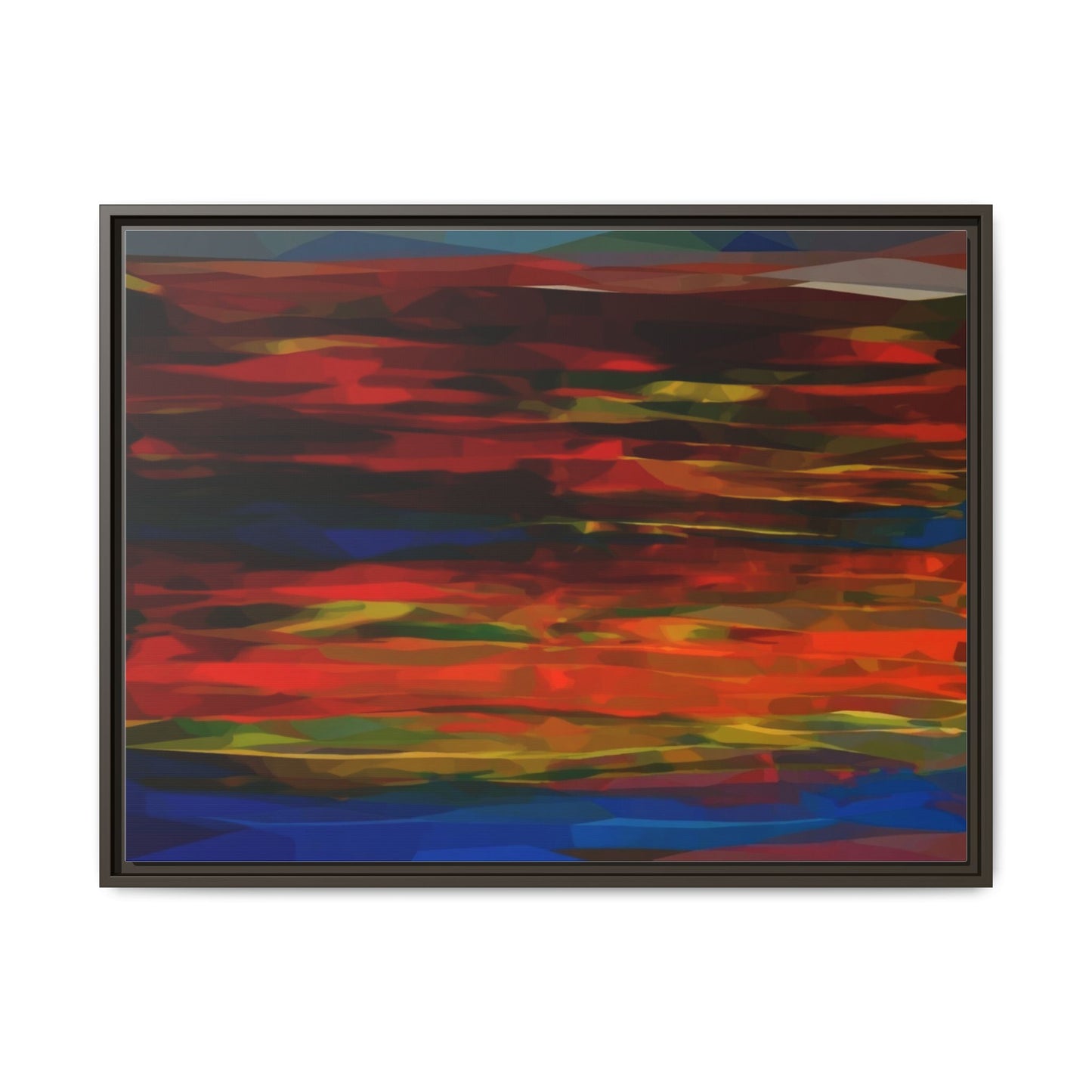 Abstract Multi-Color Matte Canvas Framed Wall Art — Bold Red & Blue Modern Painting