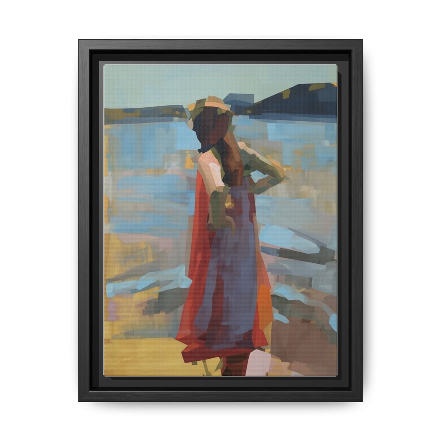 Framed Matte Canvas Print — Coastal Woman Abstract Art