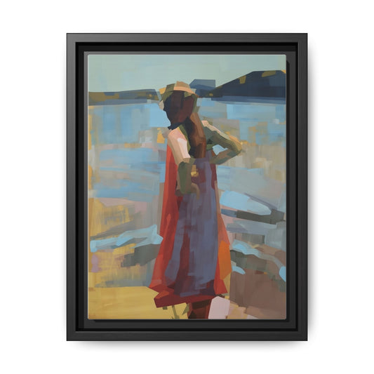 Framed Matte Canvas Print — Coastal Woman Abstract Art