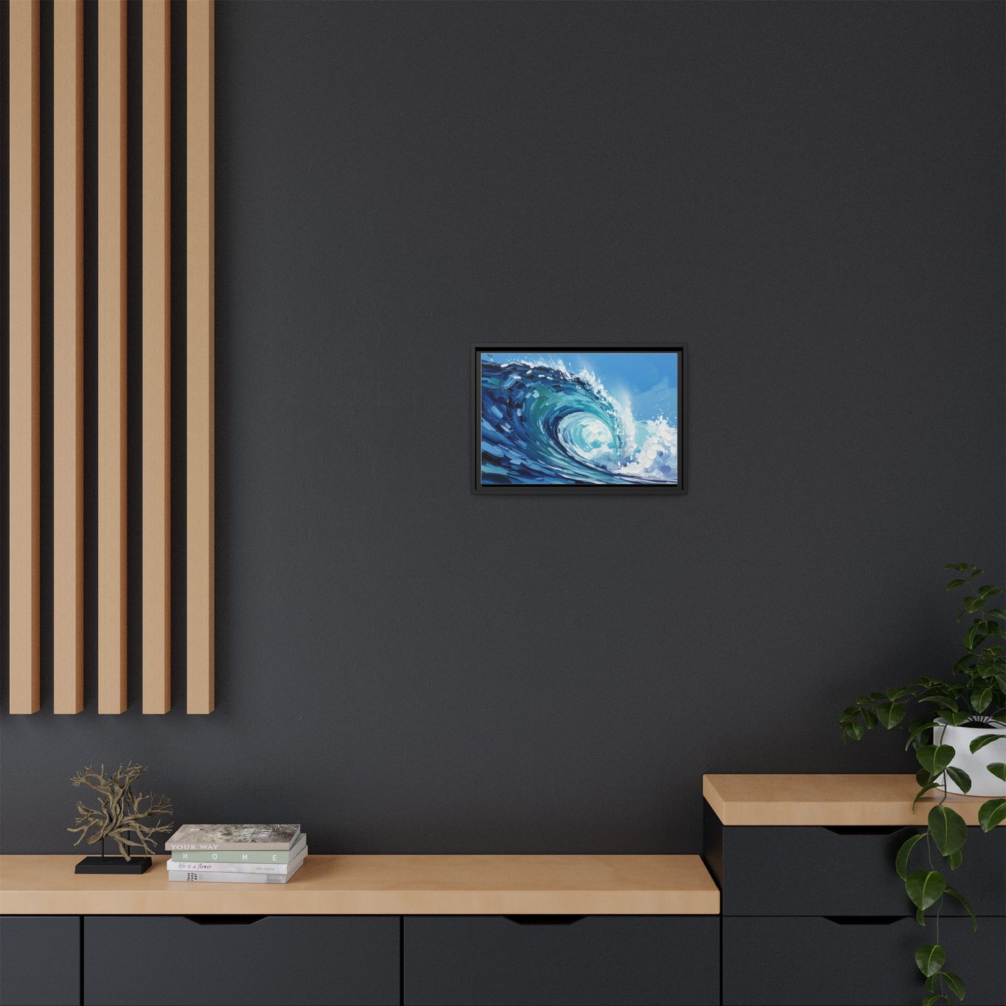 Framed Matte Canvas Wave Art — Blue Ocean Surf Wall Decor