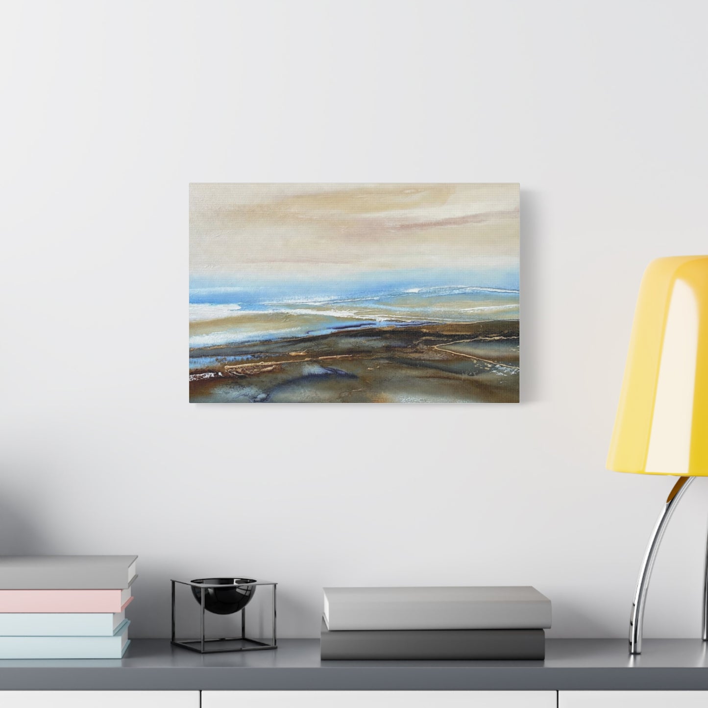 Coastal Abstract Matte Canvas Wall Art — Serene Ocean Horizon Stretch
