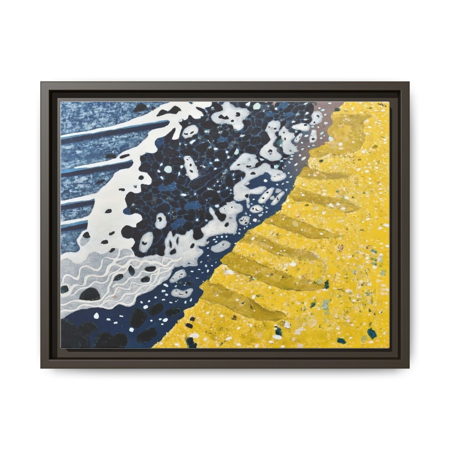 Framed Abstract Ocean & Sand Matte Canvas Print