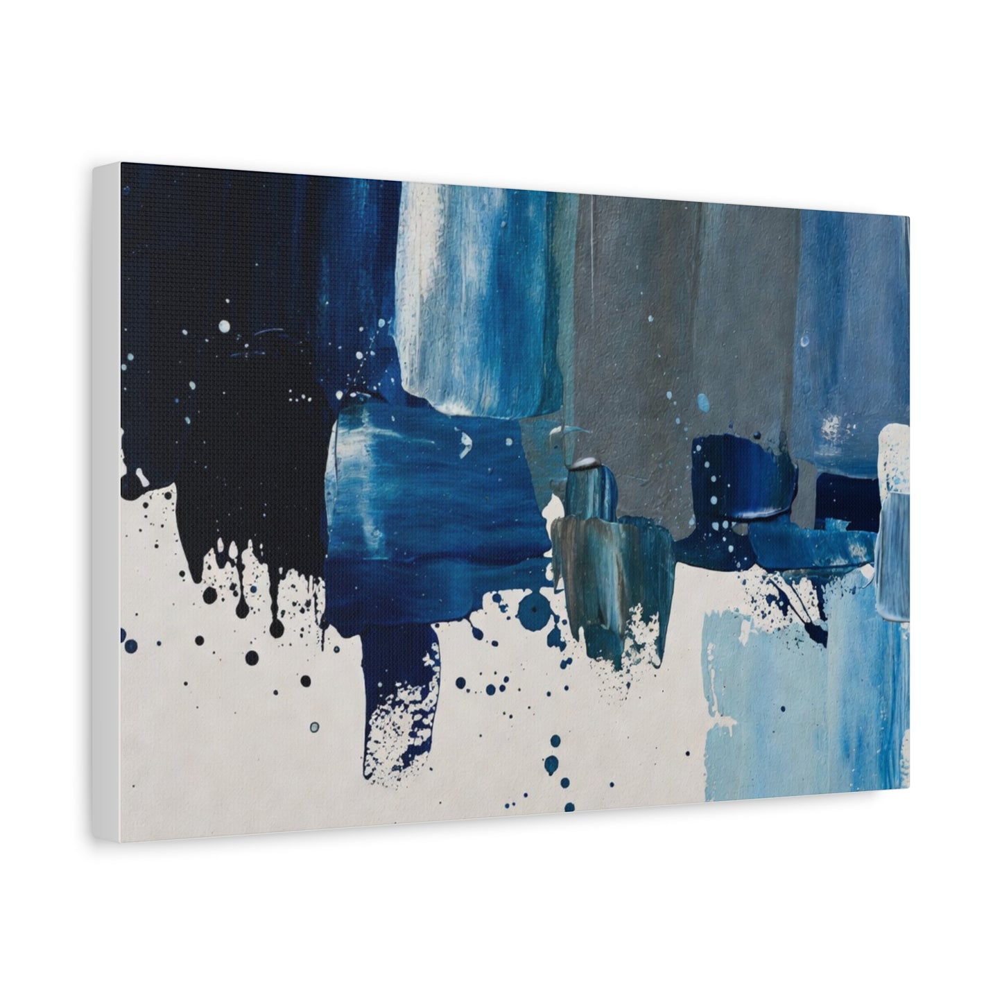 Blue Abstract Canvas Wall Art – Modern Matte Stretched Canvas