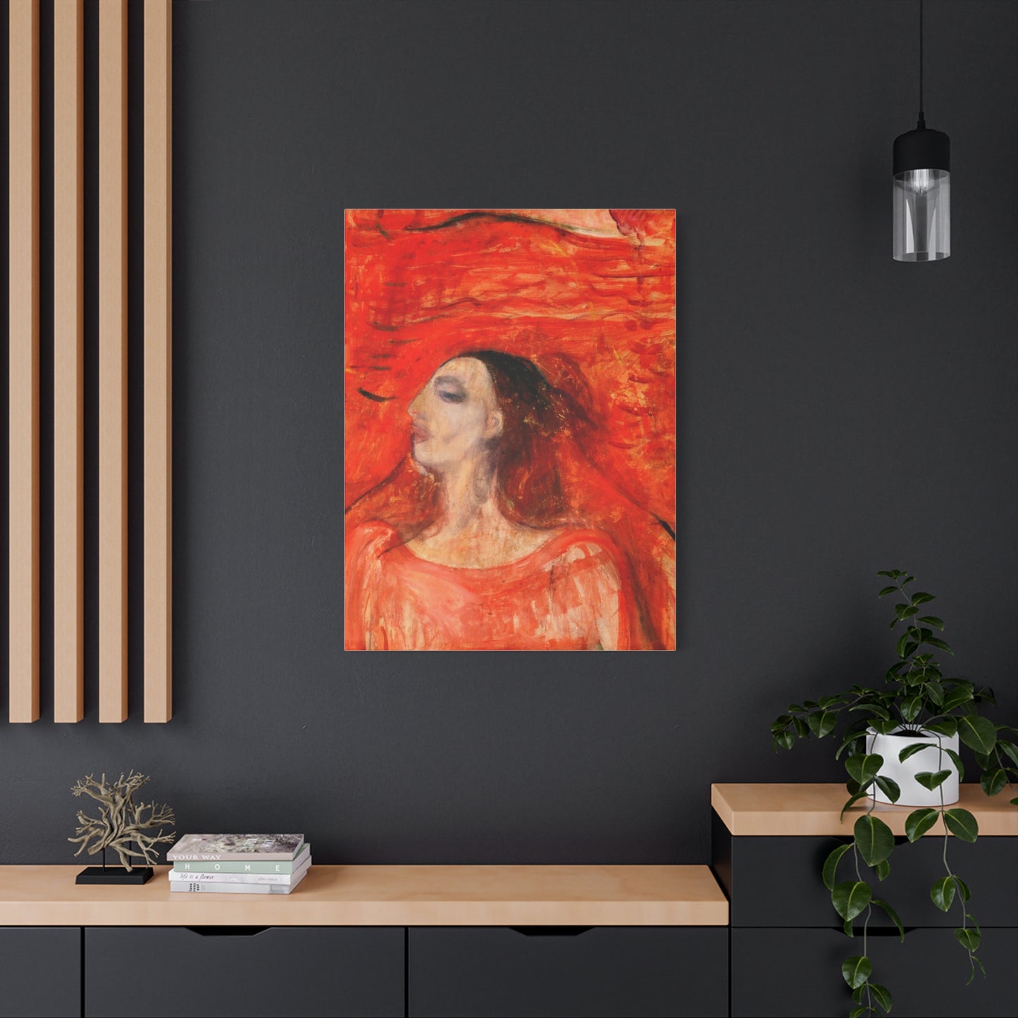 Woman's Head against a Red Background by Edvard Munch Matte Canvas Wall Art