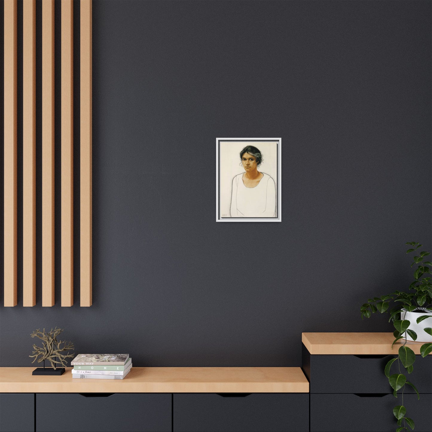 Portrait of a Woman by Winold Reiss Framed Matte Canvas Portrait Print
