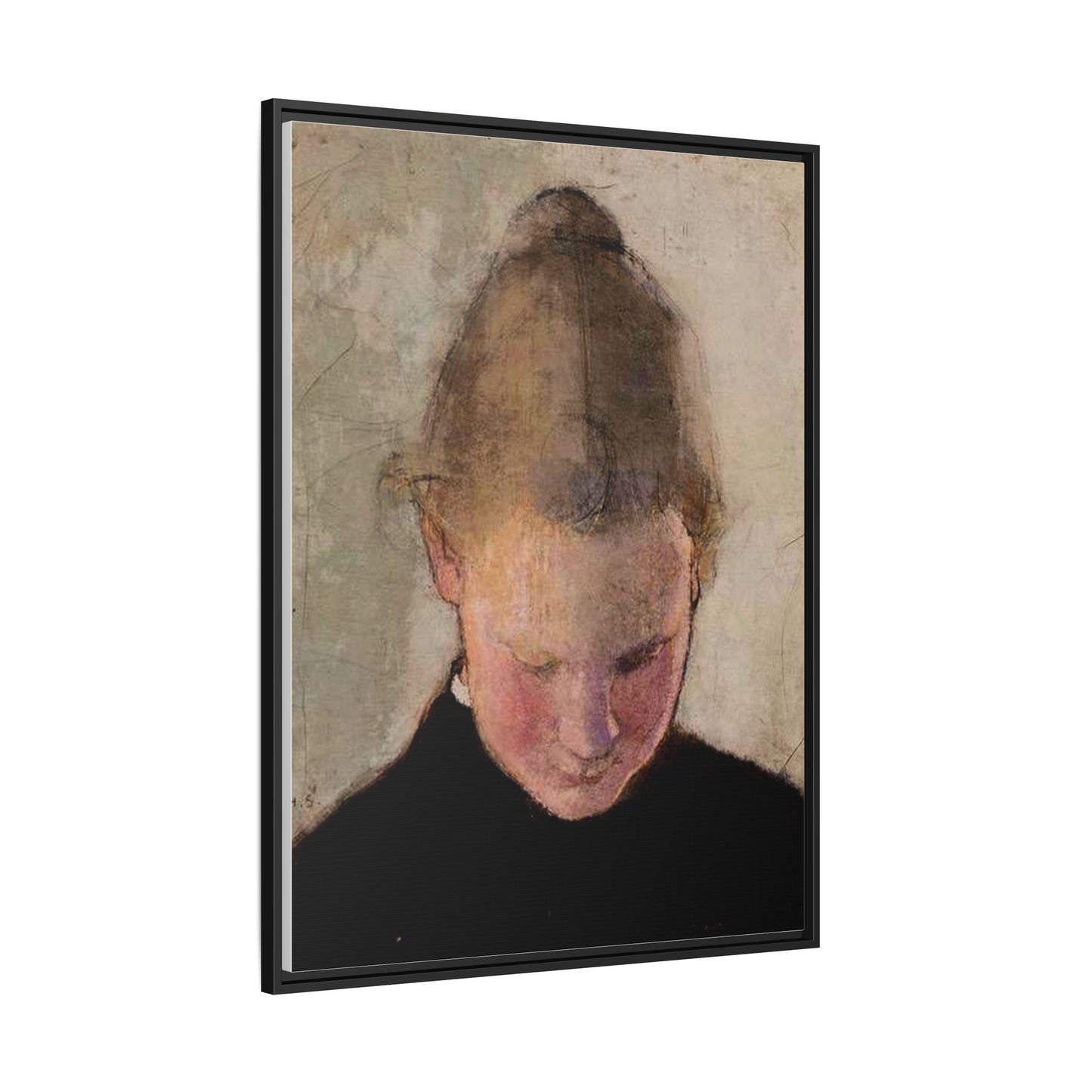 Lukeva tytto by Helena Schjerfbeck Framed Matte Canvas Art Print