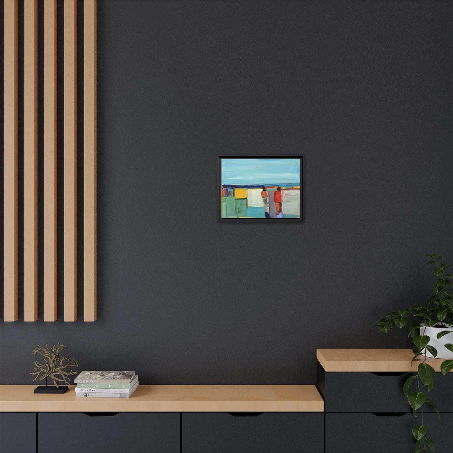 Abstract Coastal Blocks Matte Canvas Print (Framed)