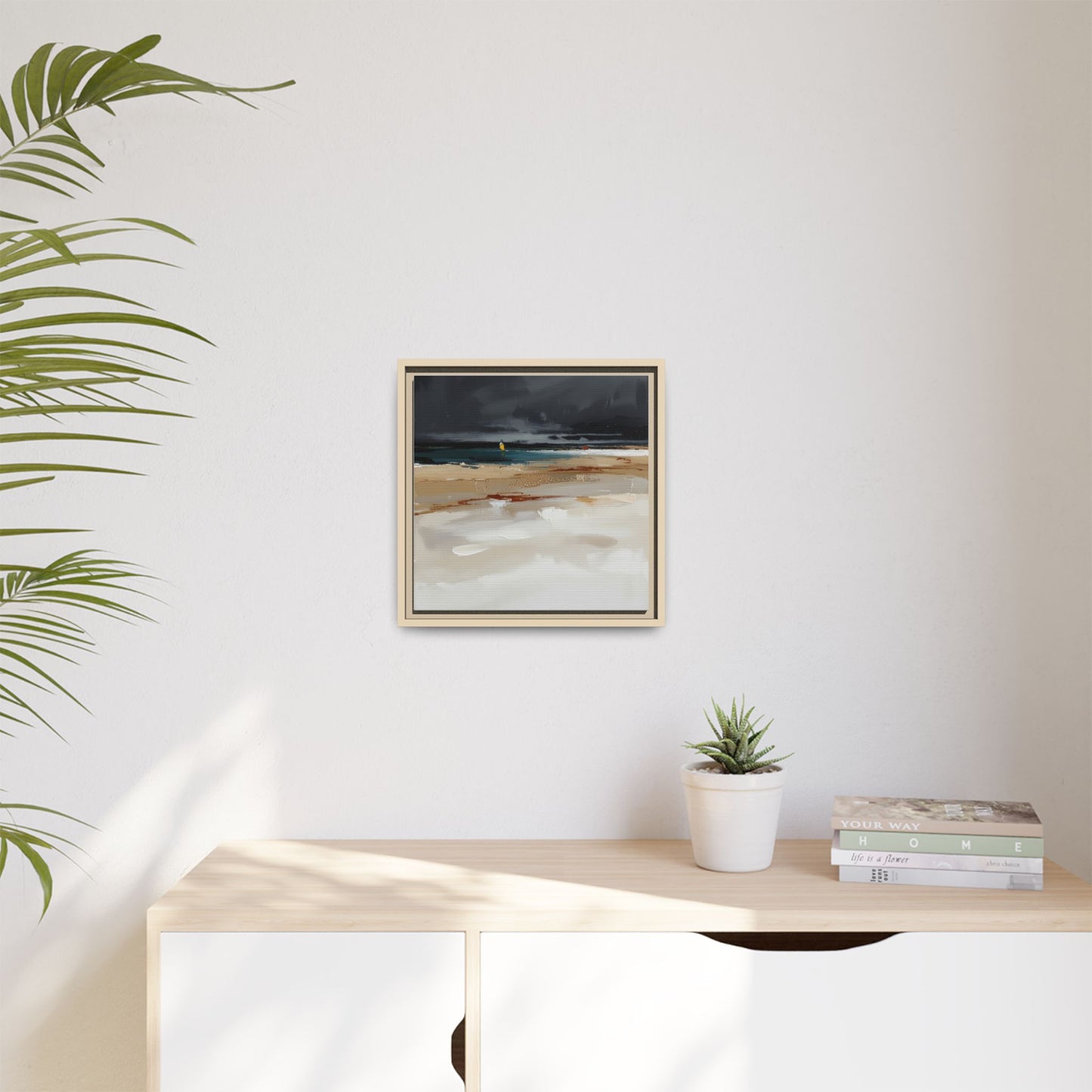 Framed Matte Canvas Beachscape Art Print — Coastal Abstract Wall Decor
