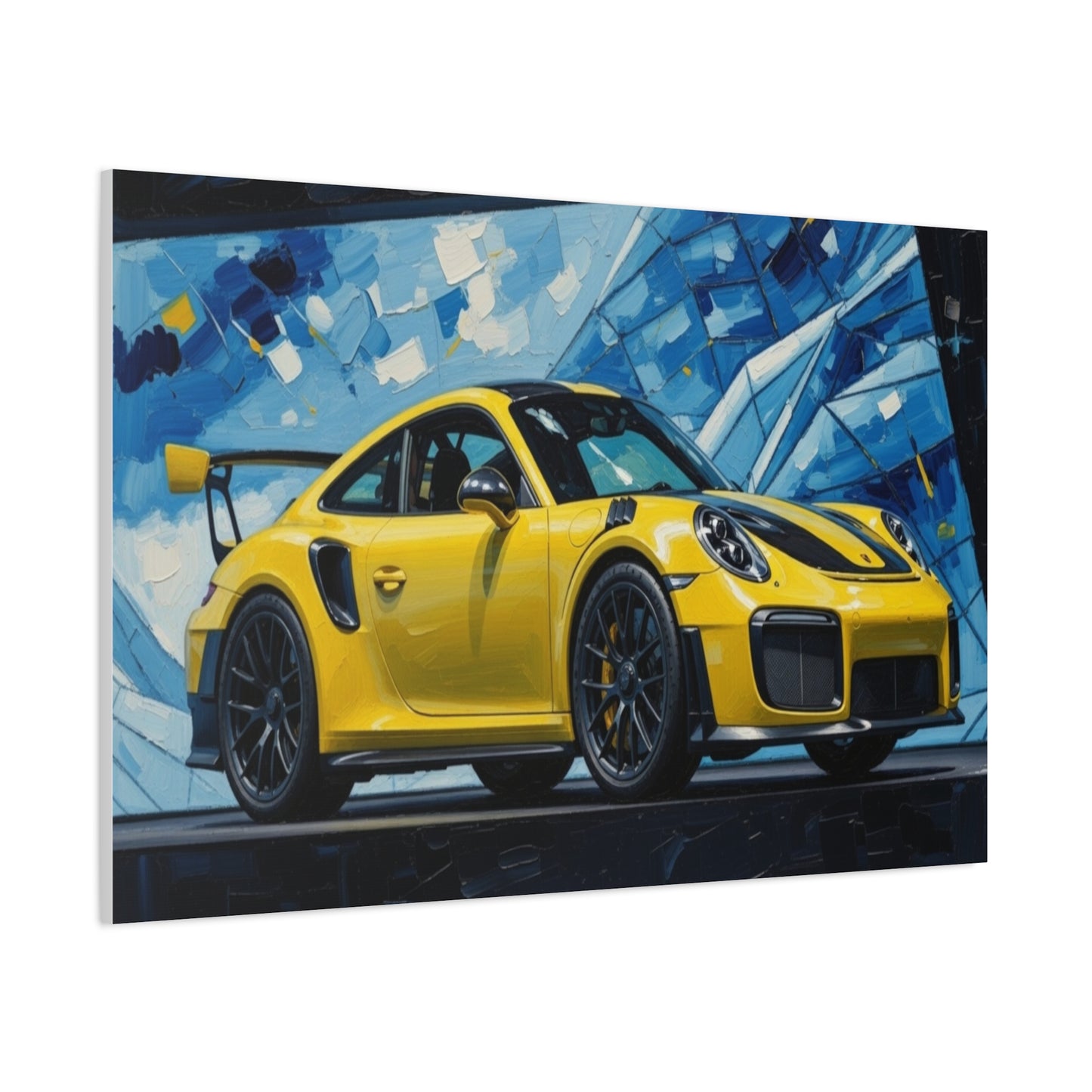 Yellow Porsche Sports Car Canvas Print — Modern Automotive Wall Art