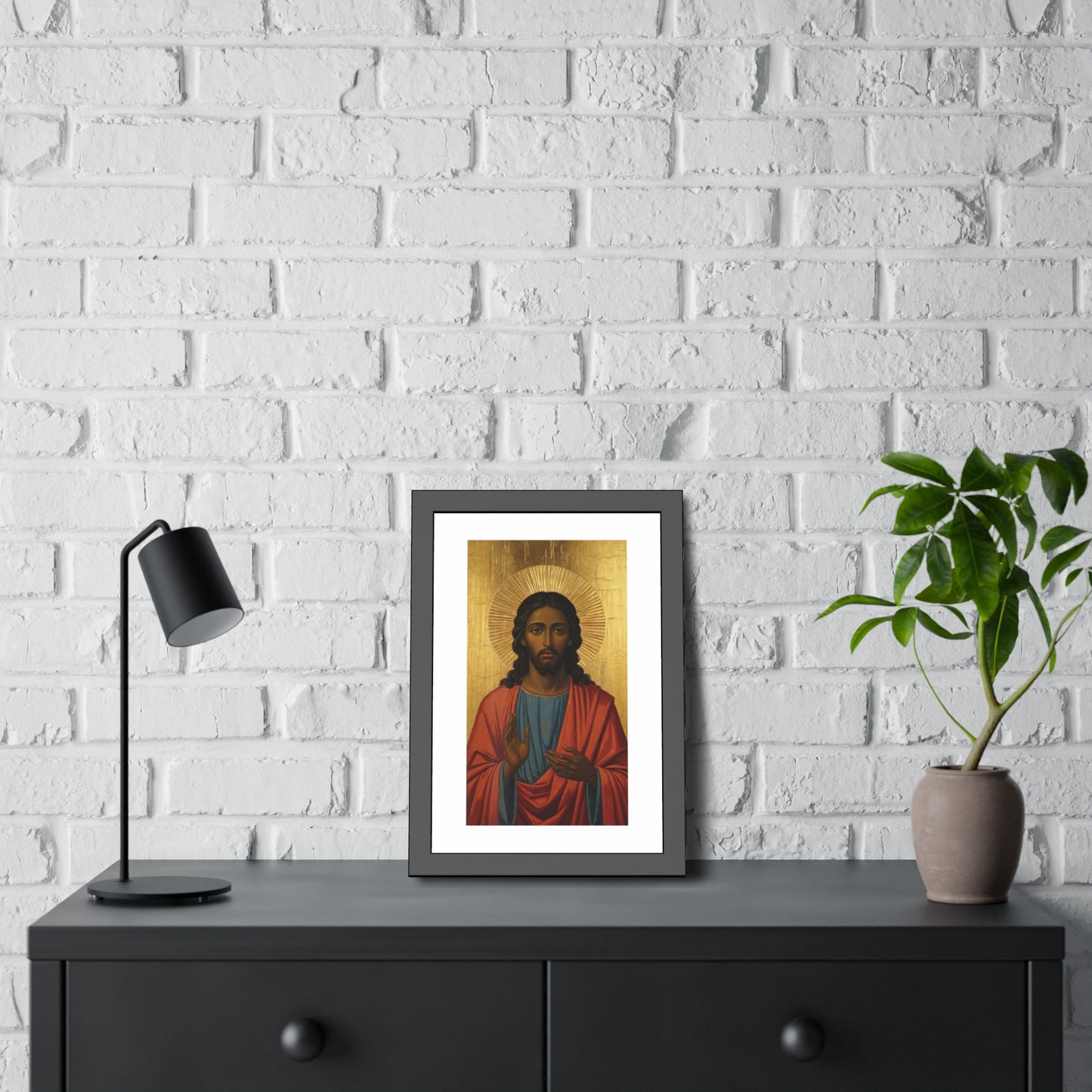 Religious Art Poster — Icon of Christ Framed Paper Print