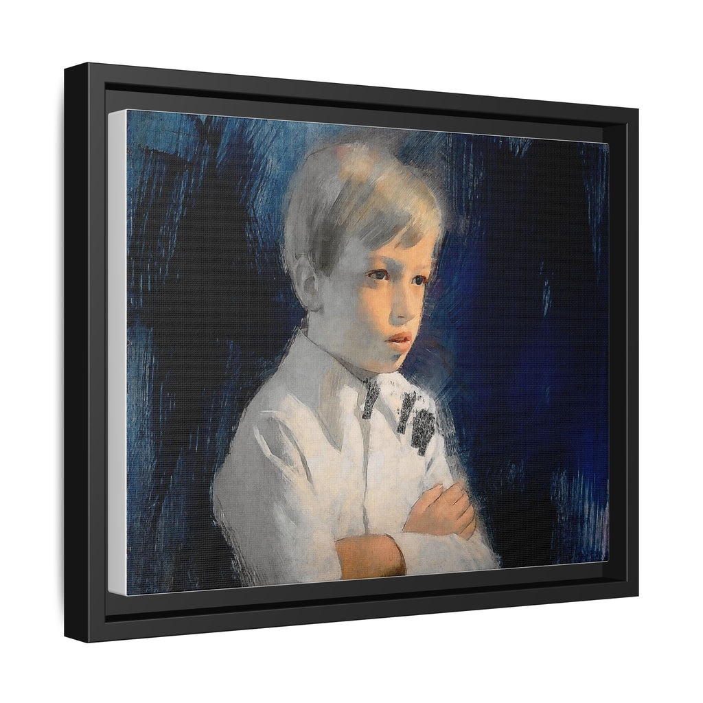 Painting of boy by Unknown Artist Framed Matte Canvas Wall Art Print