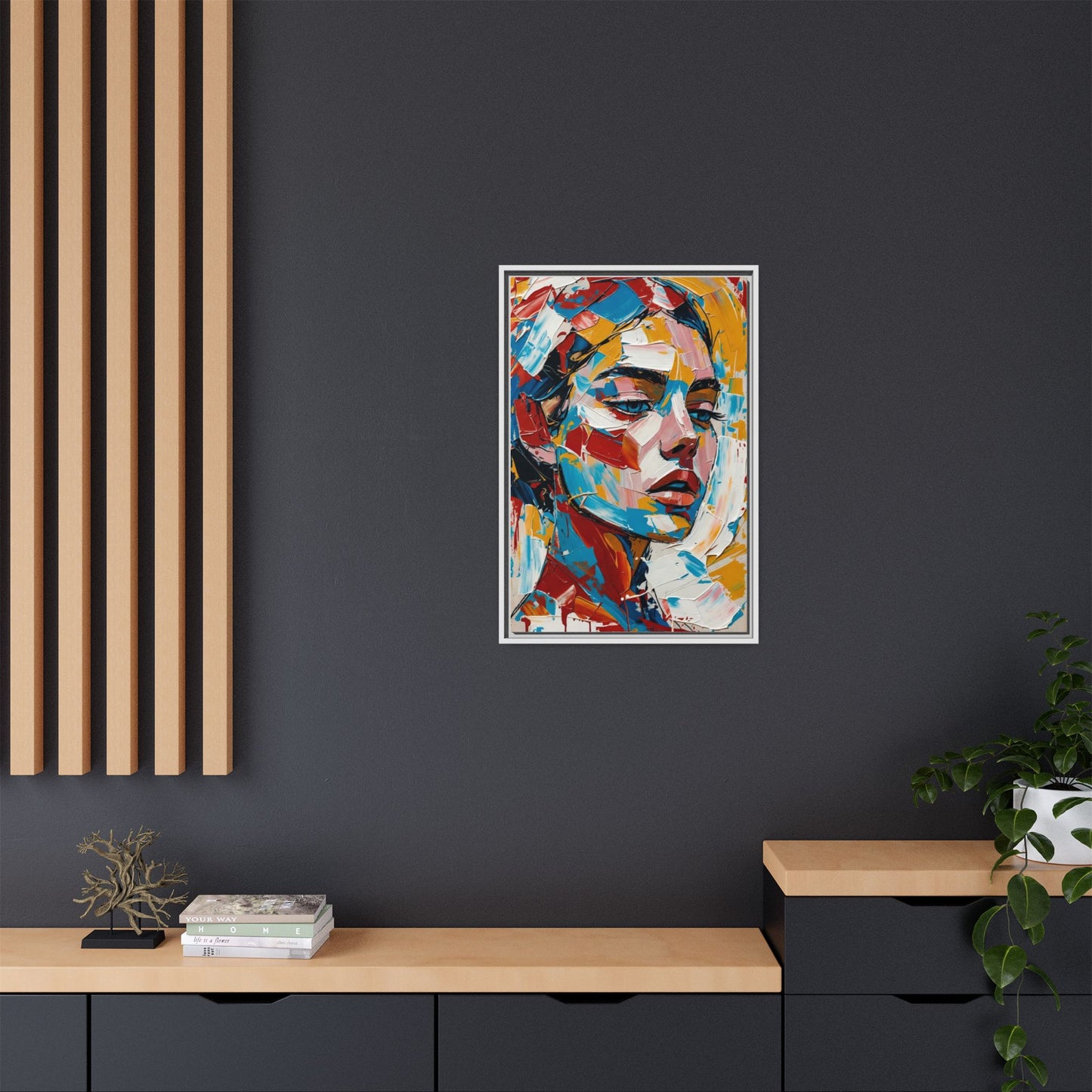 Colorful Abstract Portrait Framed Canvas Print