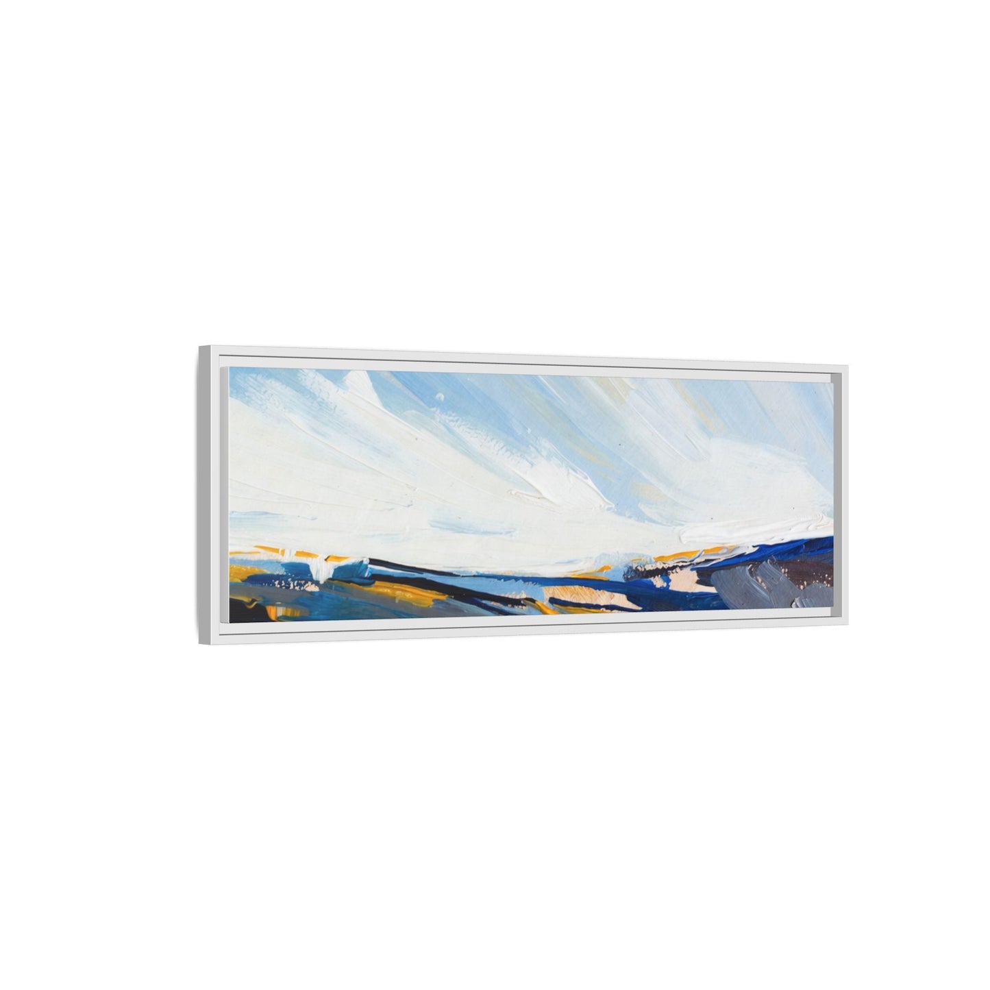 Framed Abstract Seascape Canvas Print — Matte Multi‑Color Wall Art