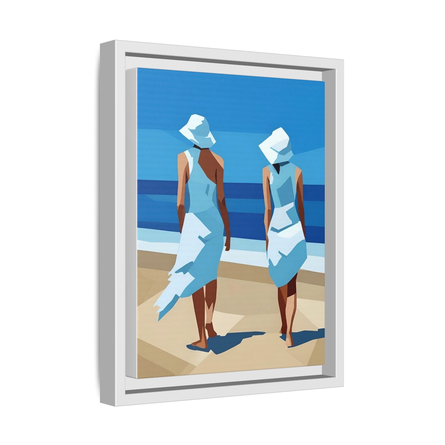 Seaside Stroll Matte Canvas Framed Print — Coastal Beach Art