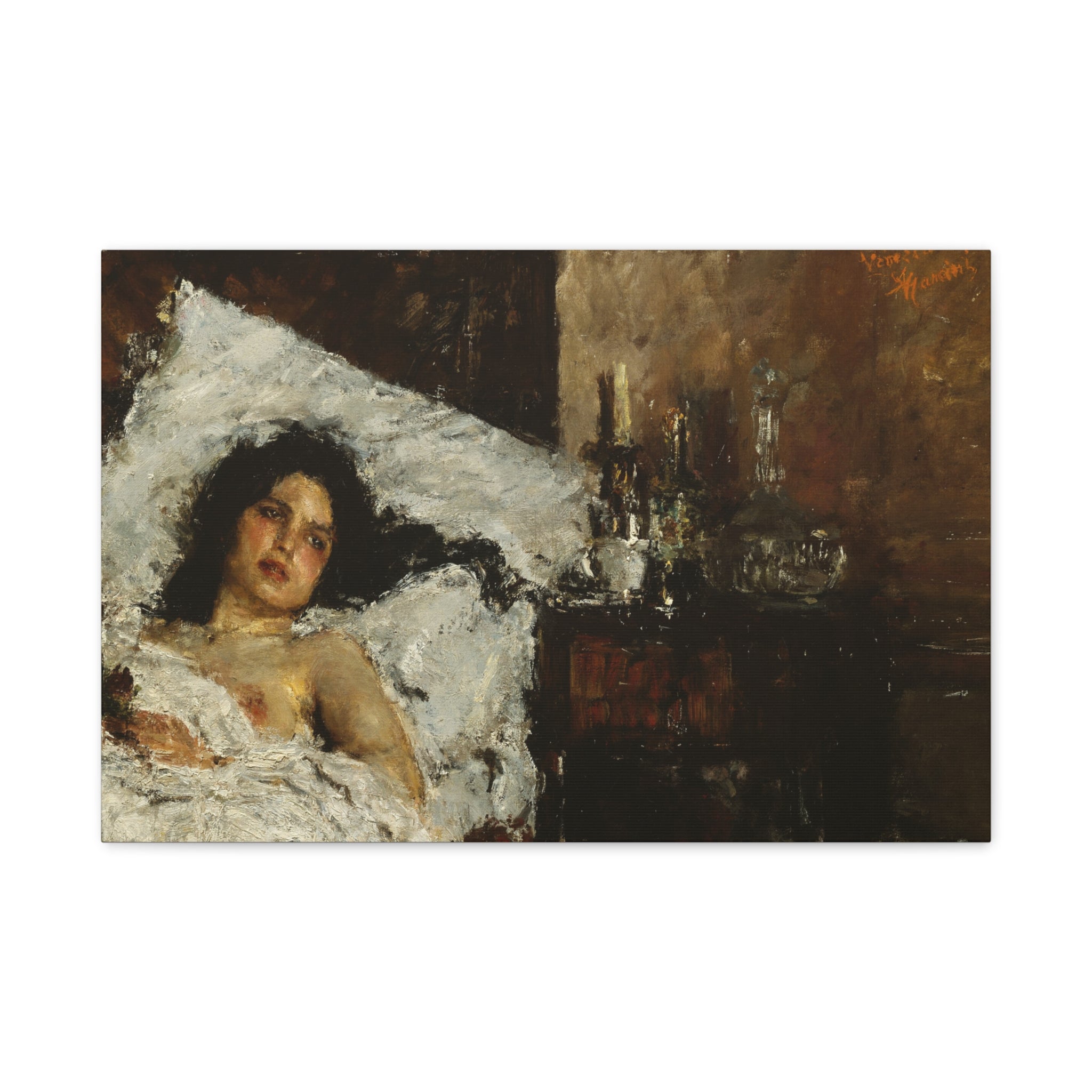 Resting by Antonio Mancini Matte Canvas Wall Art Print