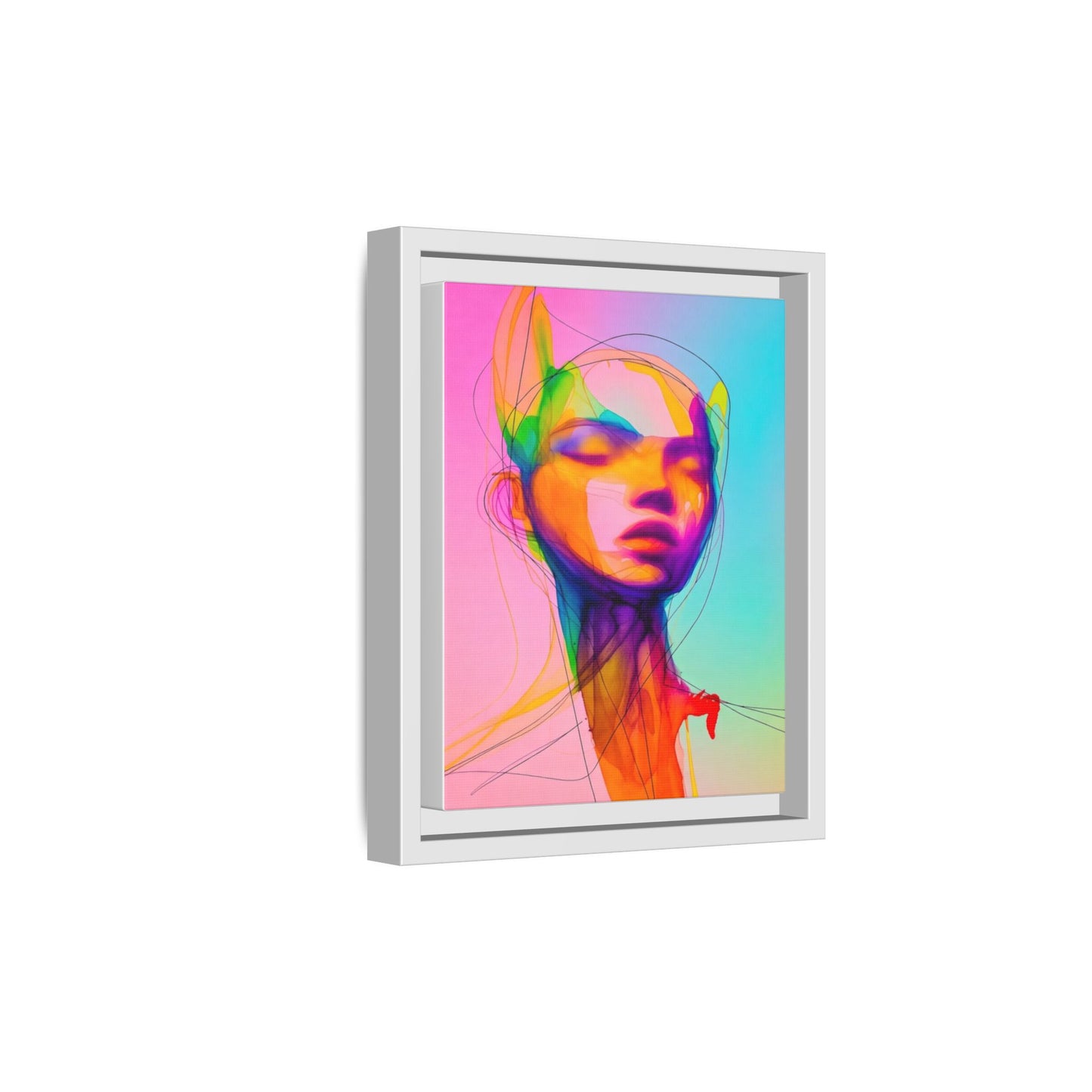 Framed Matte Canvas Art — Vibrant Abstract Portrait Wall Print