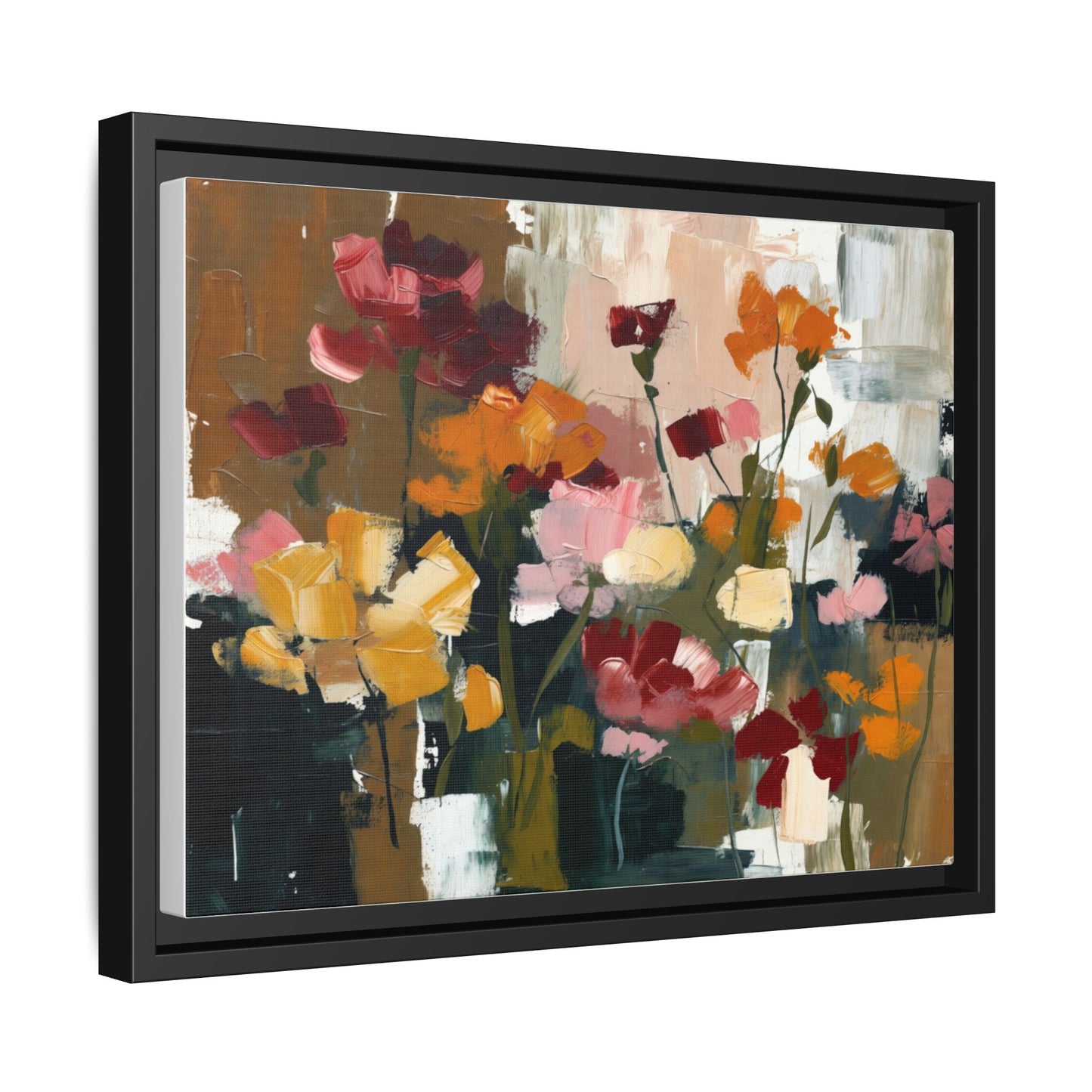 Framed Matte Canvas Floral Abstract Wall Art