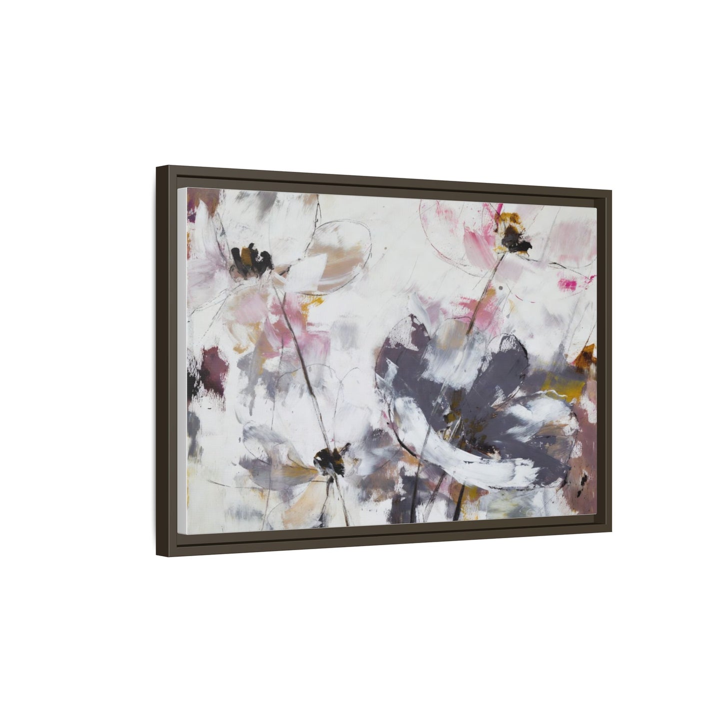 Abstract Floral Matte Canvas Framed Wall Art — Soft Watercolor Blooms