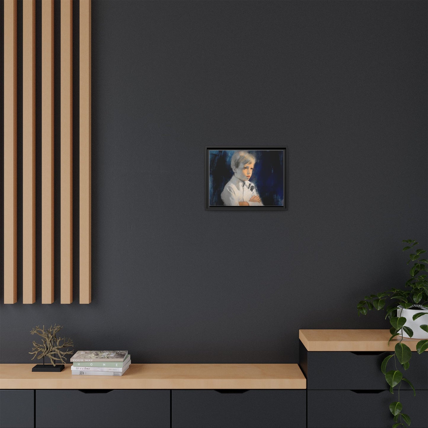 Painting of boy by Unknown Artist Framed Matte Canvas Wall Art Print