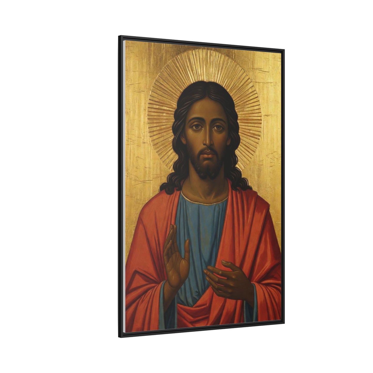 Framed Orthodox Christ Icon Matte Canvas — Religious Wall Art for Home, Church, or Prayer Corner