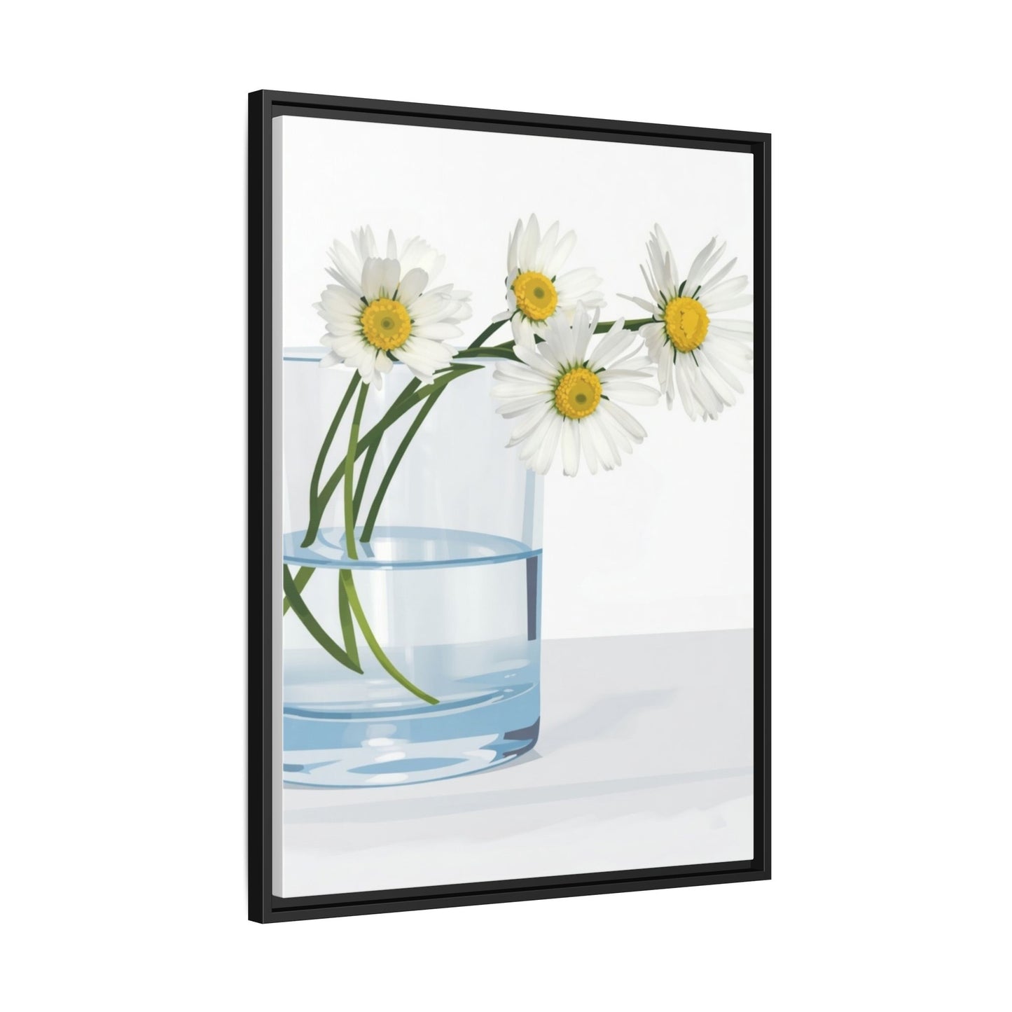 Framed Daisy Canvas Print — Minimal Botanical Wall Art