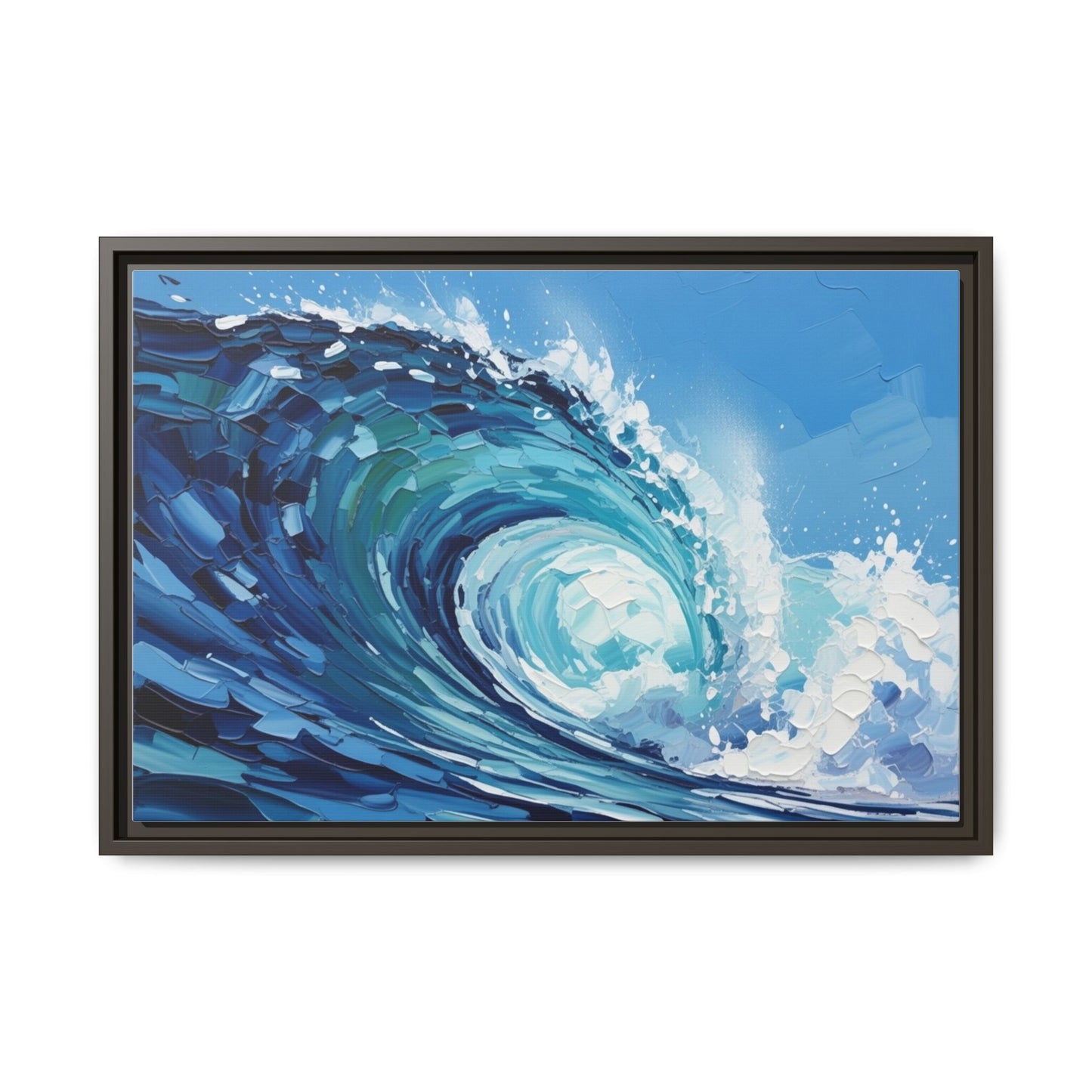 Framed Matte Canvas Wave Art — Blue Ocean Surf Wall Decor