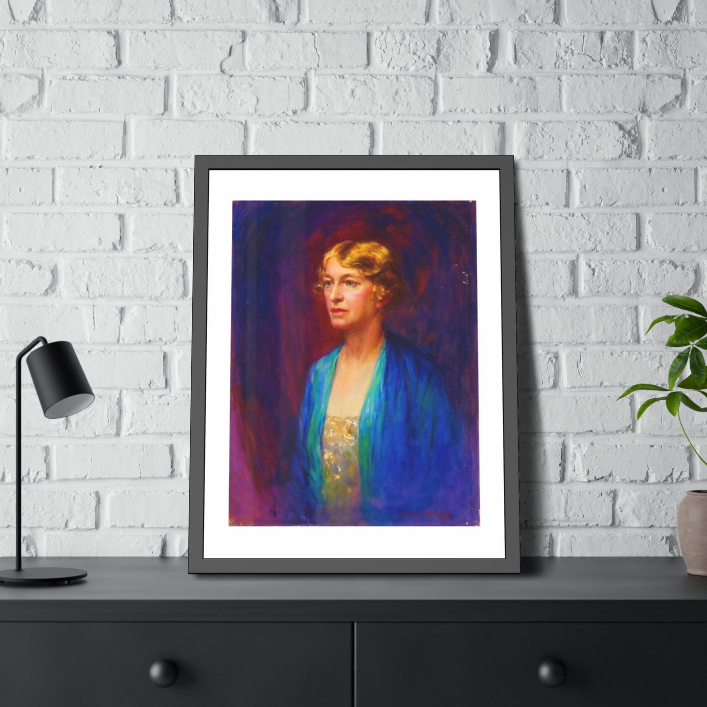 Framed Portrait Poster — Vintage Woman Oil-Style Art Print