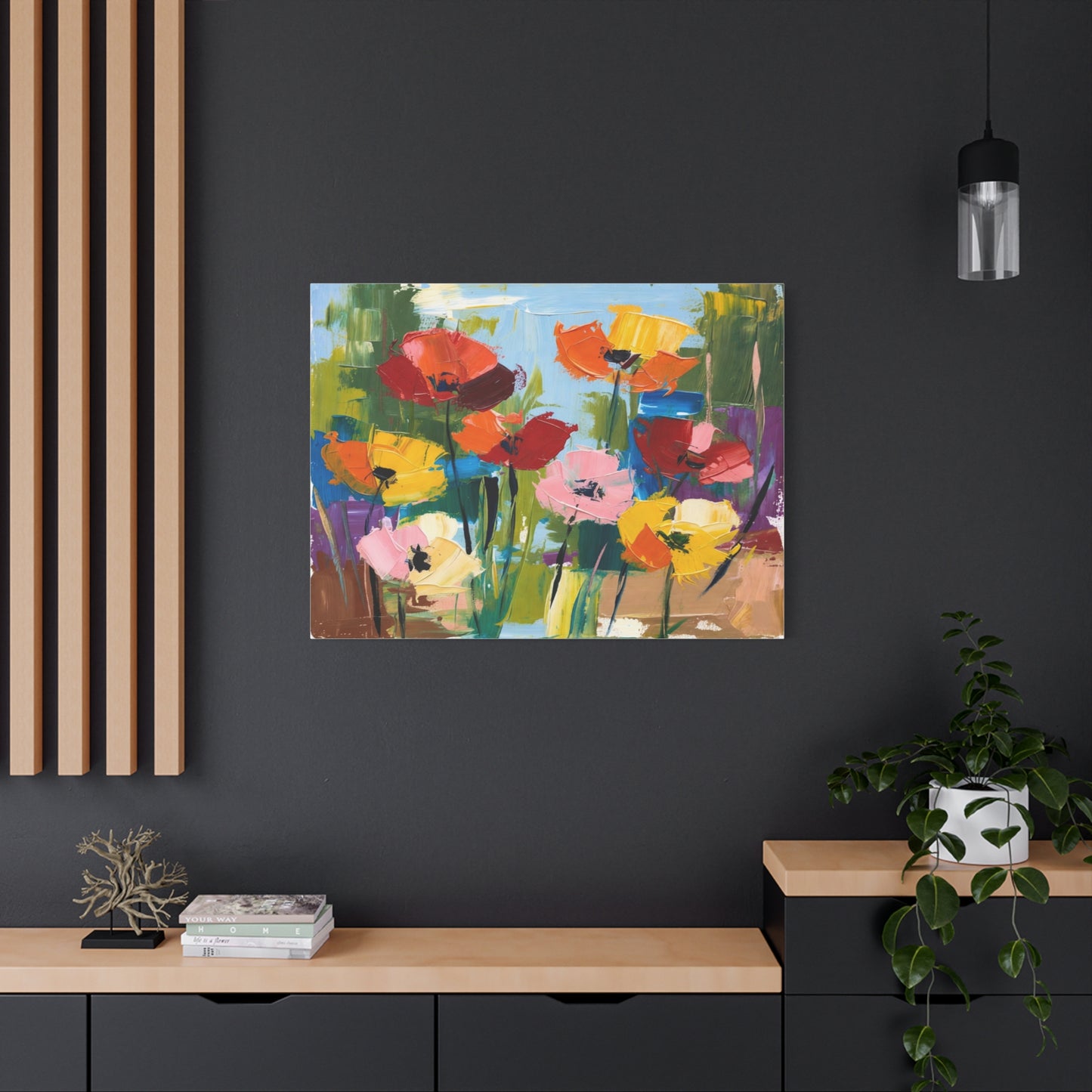 Colorful Abstract Floral Canvas Wall Art — Matte Stretched 1.25"