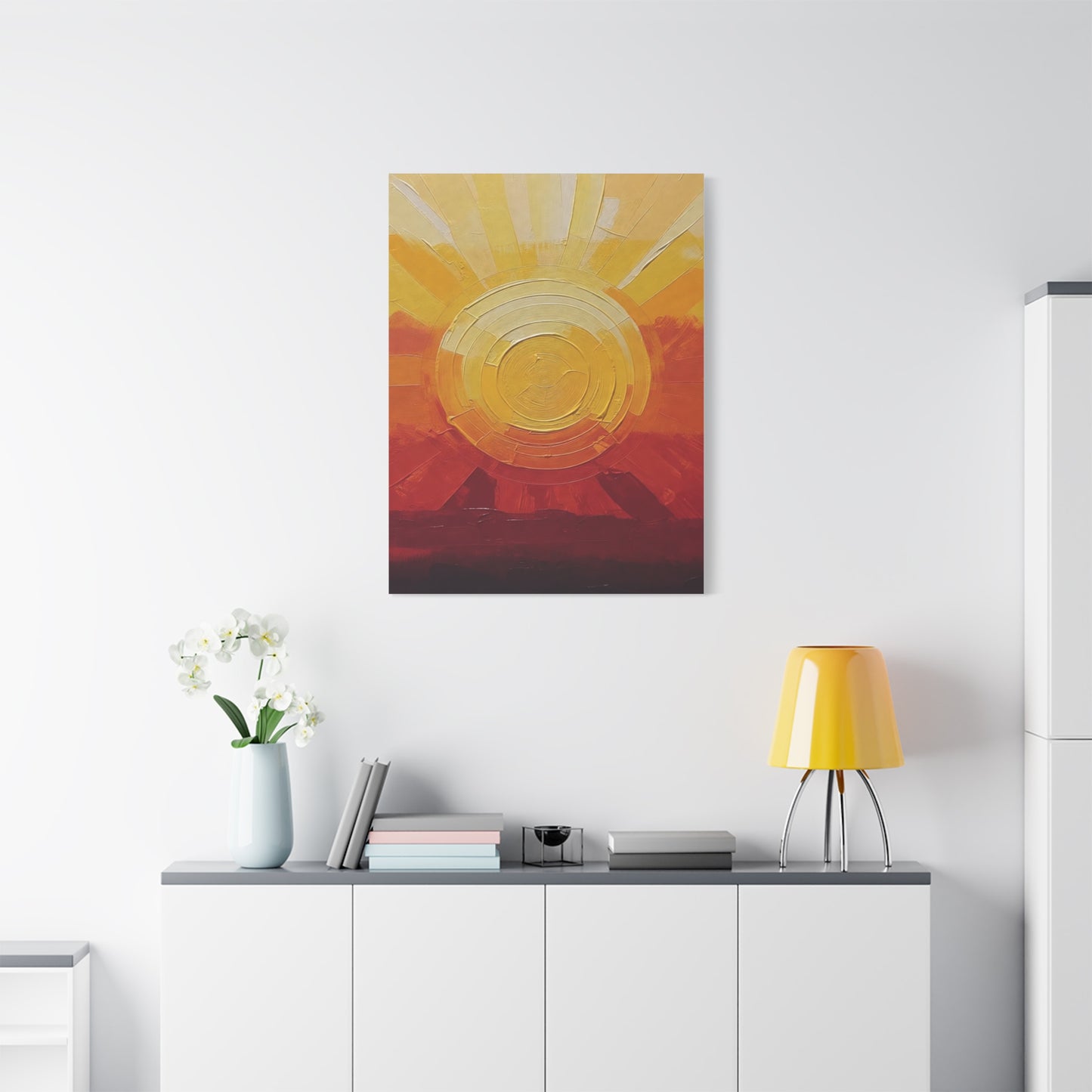 Abstract Sunrise Canvas Wall Art — Warm Sunrise Texture Matte Stretched Canvas