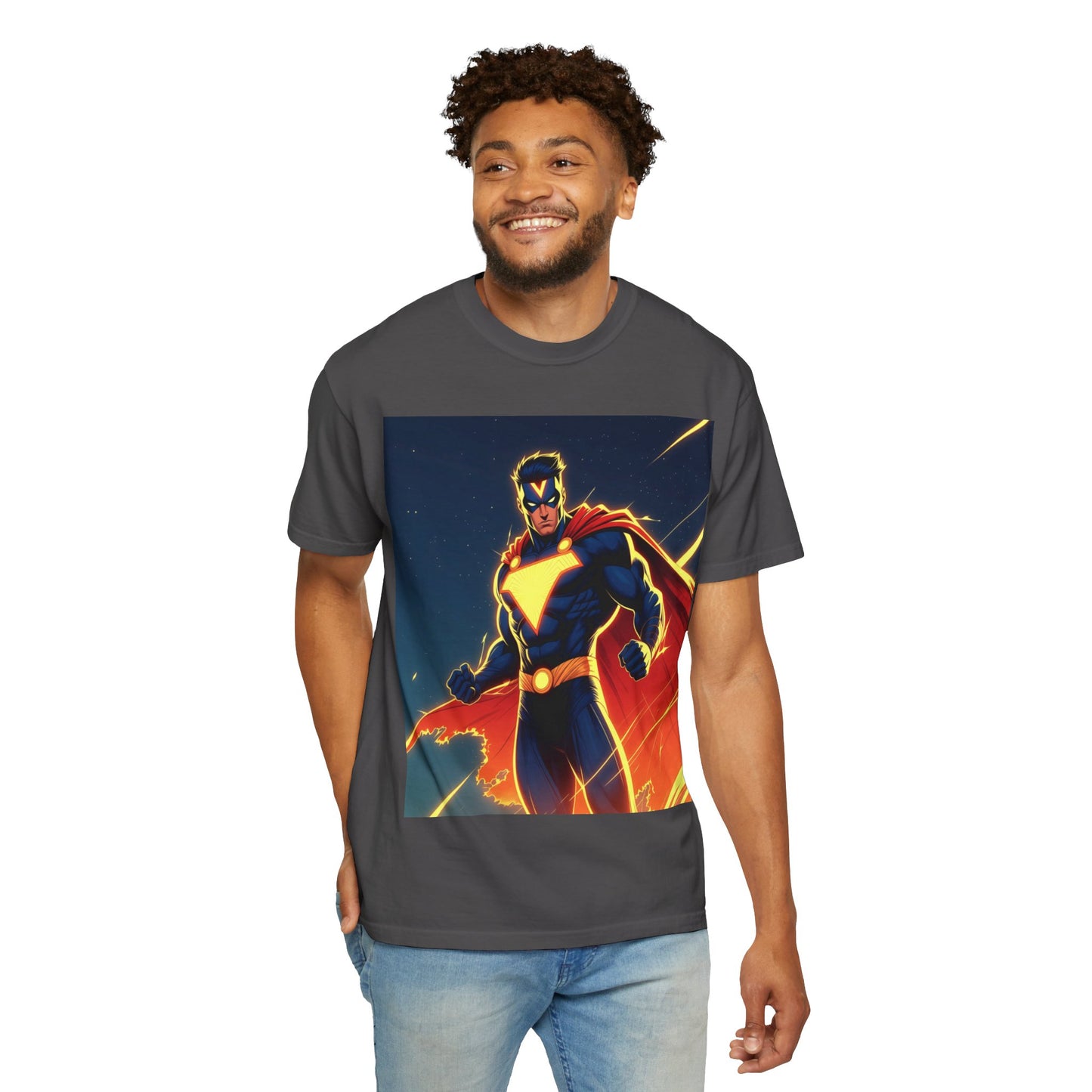 Superhero Graphic T-Shirt – Bold Cape Hero Design