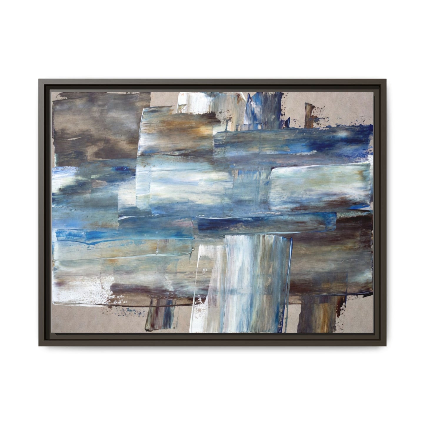 Abstract Blue Coastal Matte Canvas Framed Wall Art