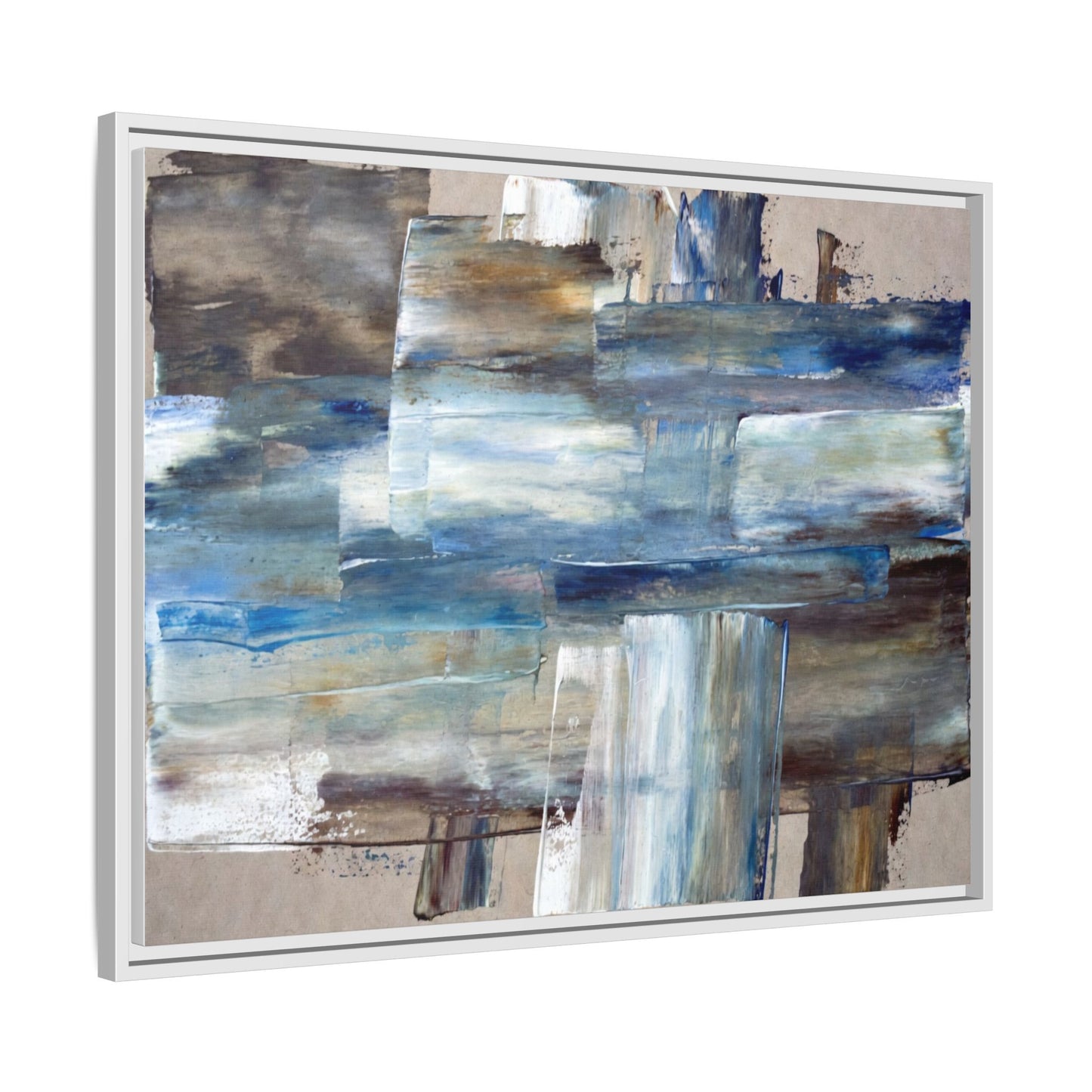 Abstract Blue Coastal Matte Canvas Framed Wall Art