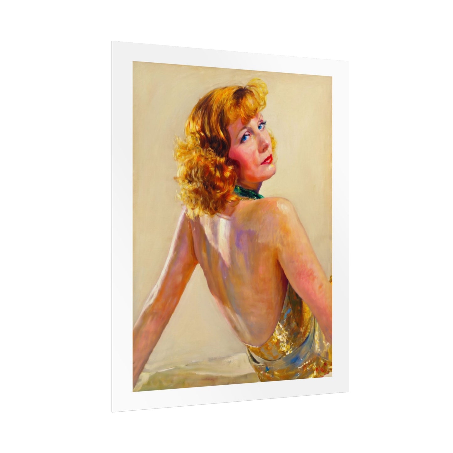 Vintage Pin-Up Art Poster - Glamorous Back-View Portrait Rolled Art Print