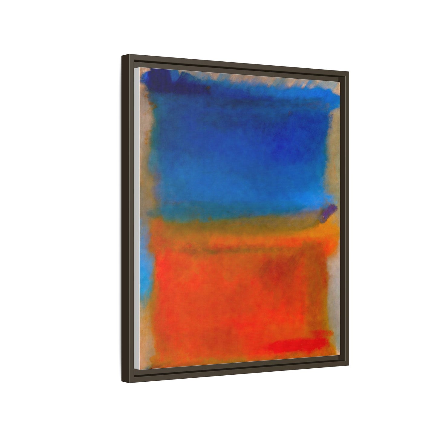 Abstract Color Block Matte Canvas Framed Wall Art — Blue & Orange Modern Painting
