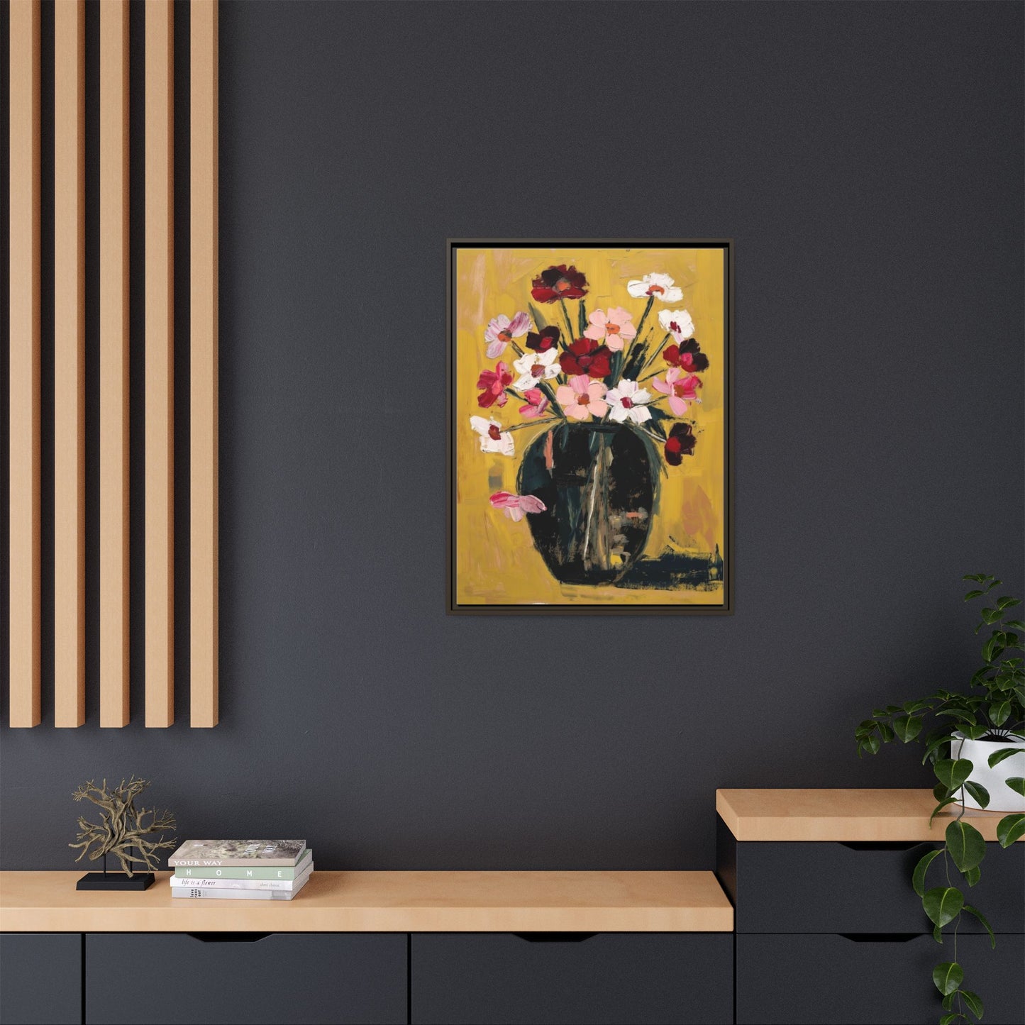 Framed Matte Canvas Floral Still Life Wall Art