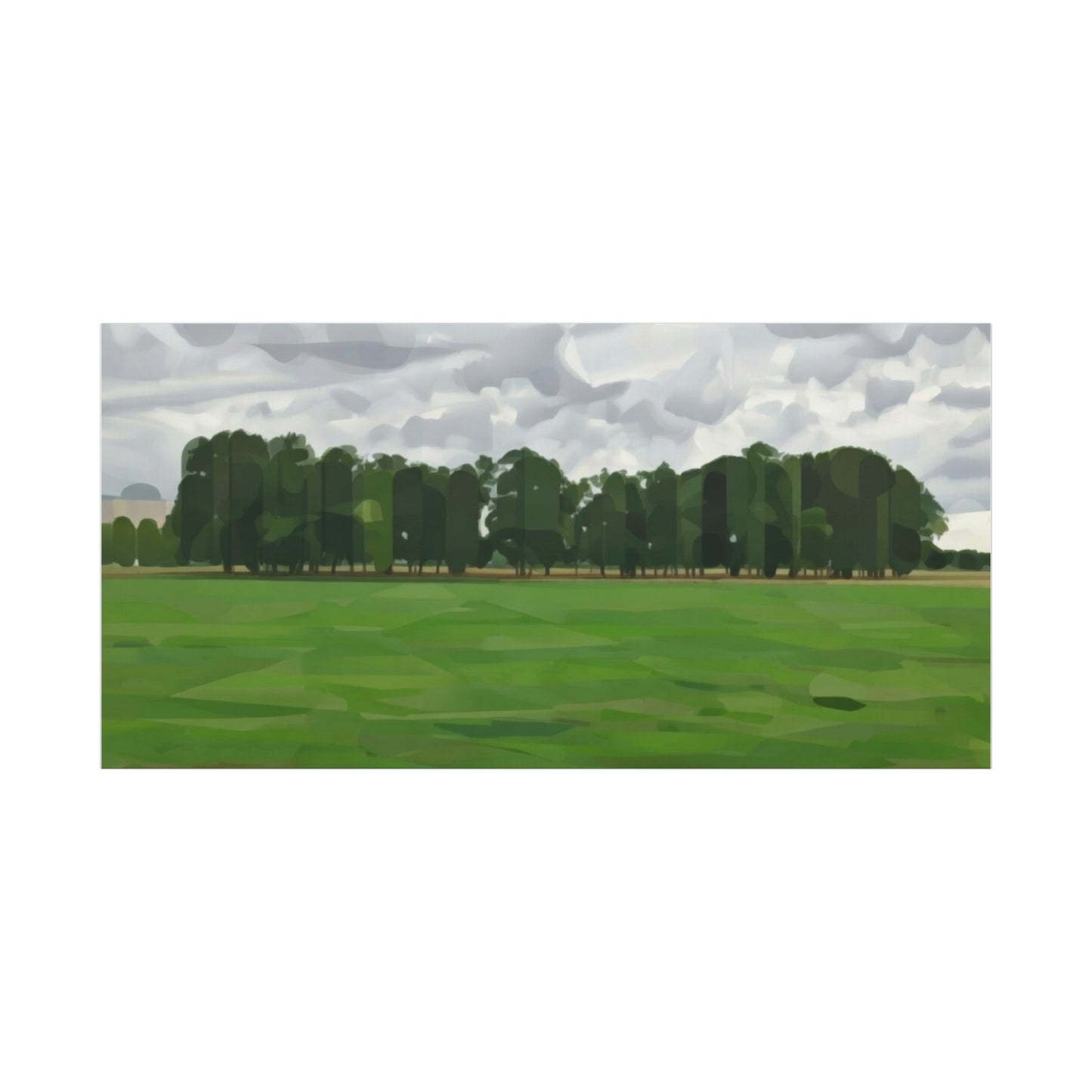 Green Field Landscape Canvas Print — Tranquil Park Scene Matte Stretched Canvas