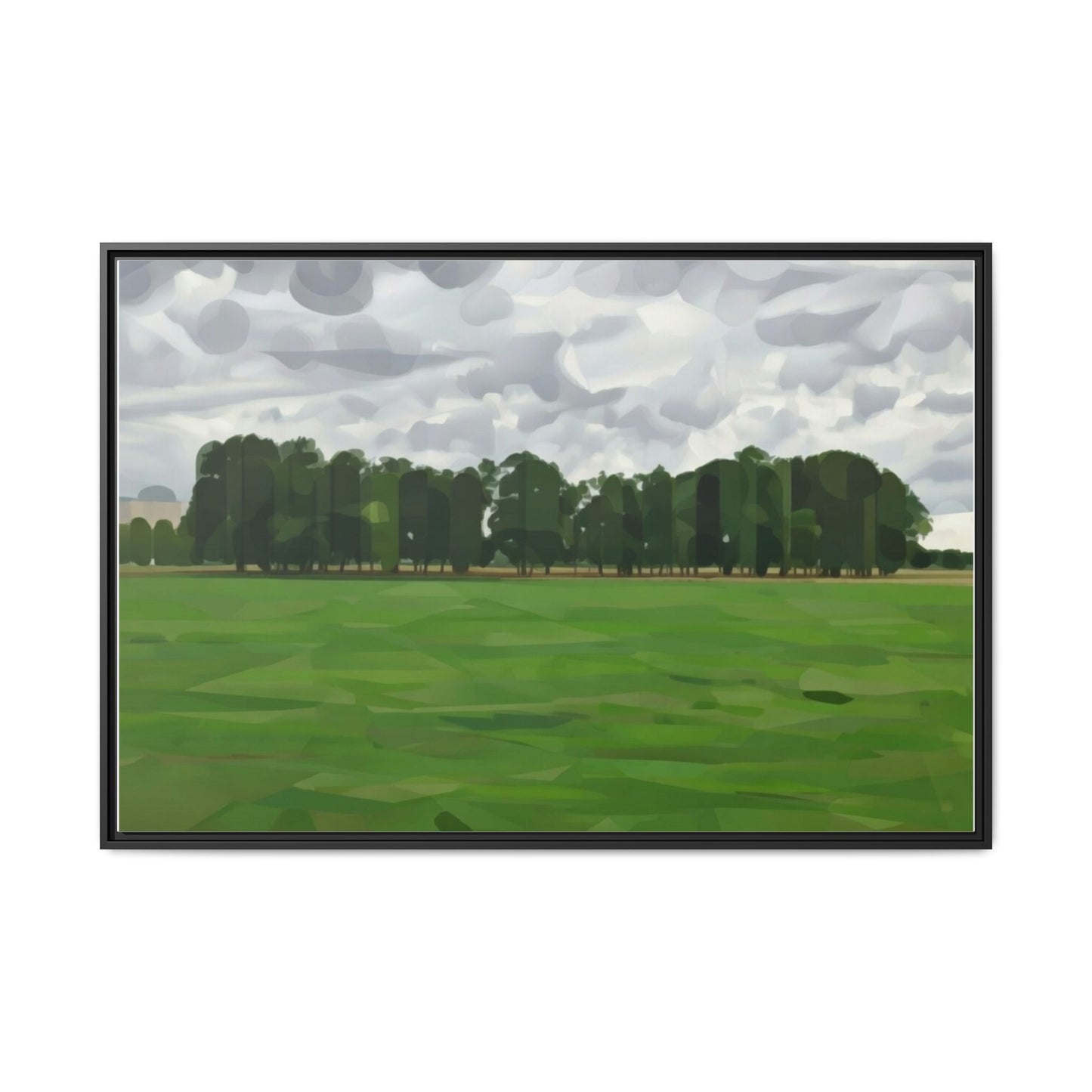 Framed Matte Canvas Print — Minimalist Green Landscape Art