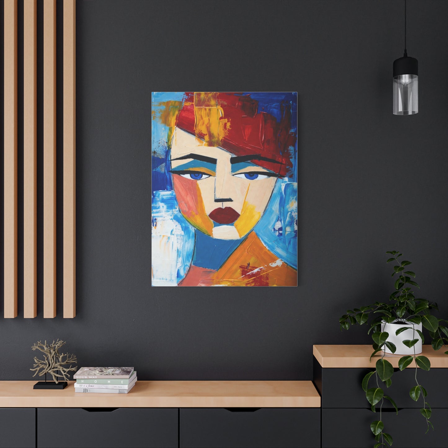Abstract Colorful Face Matte Canvas Print — Modern Pop Art Portrait