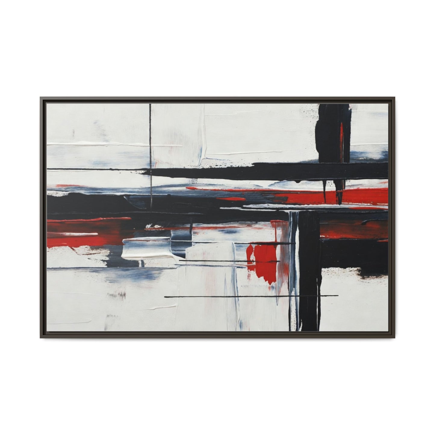 Abstract Red & Black Framed Canvas Art — Modern Matte Wall Painting