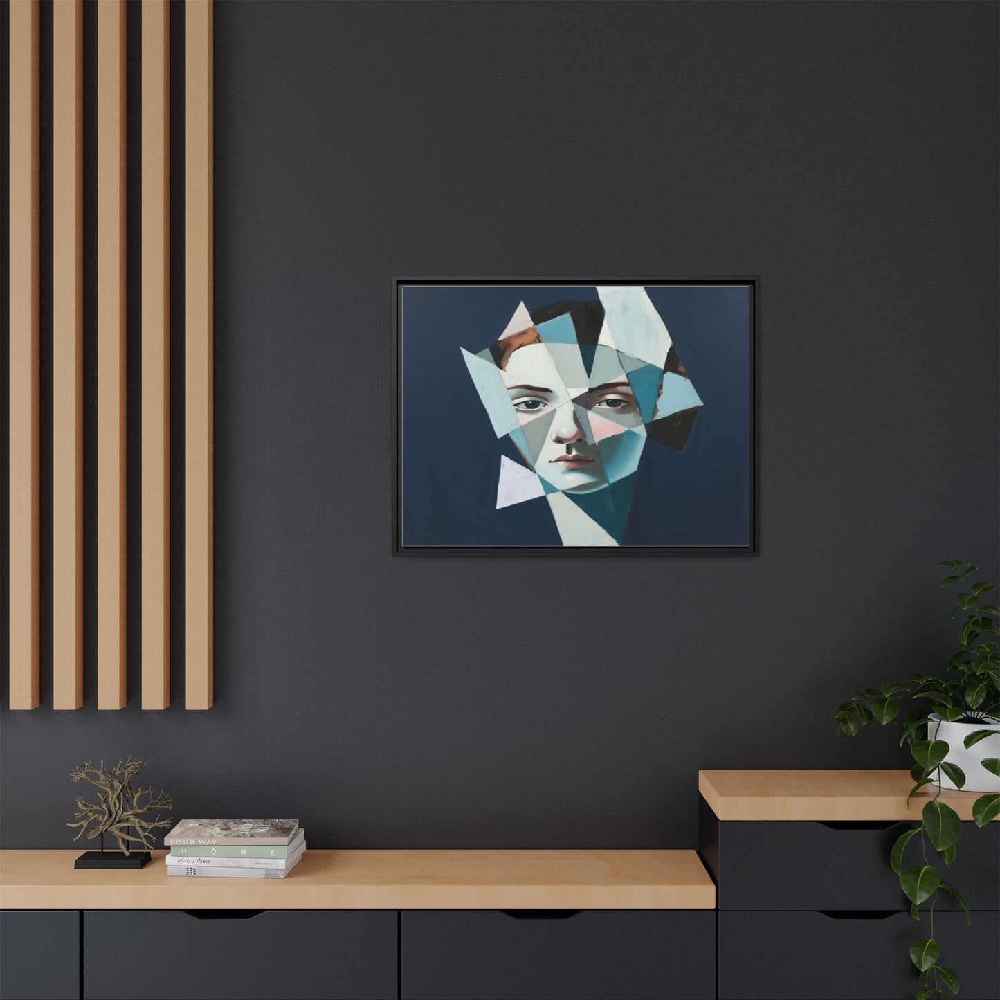 Abstract Fragmented Portrait Matte Canvas (Framed)