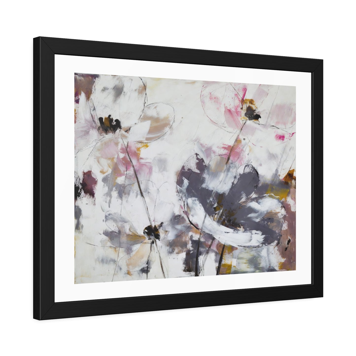 Framed Floral Poster Art – Soft Watercolor Poppies Print