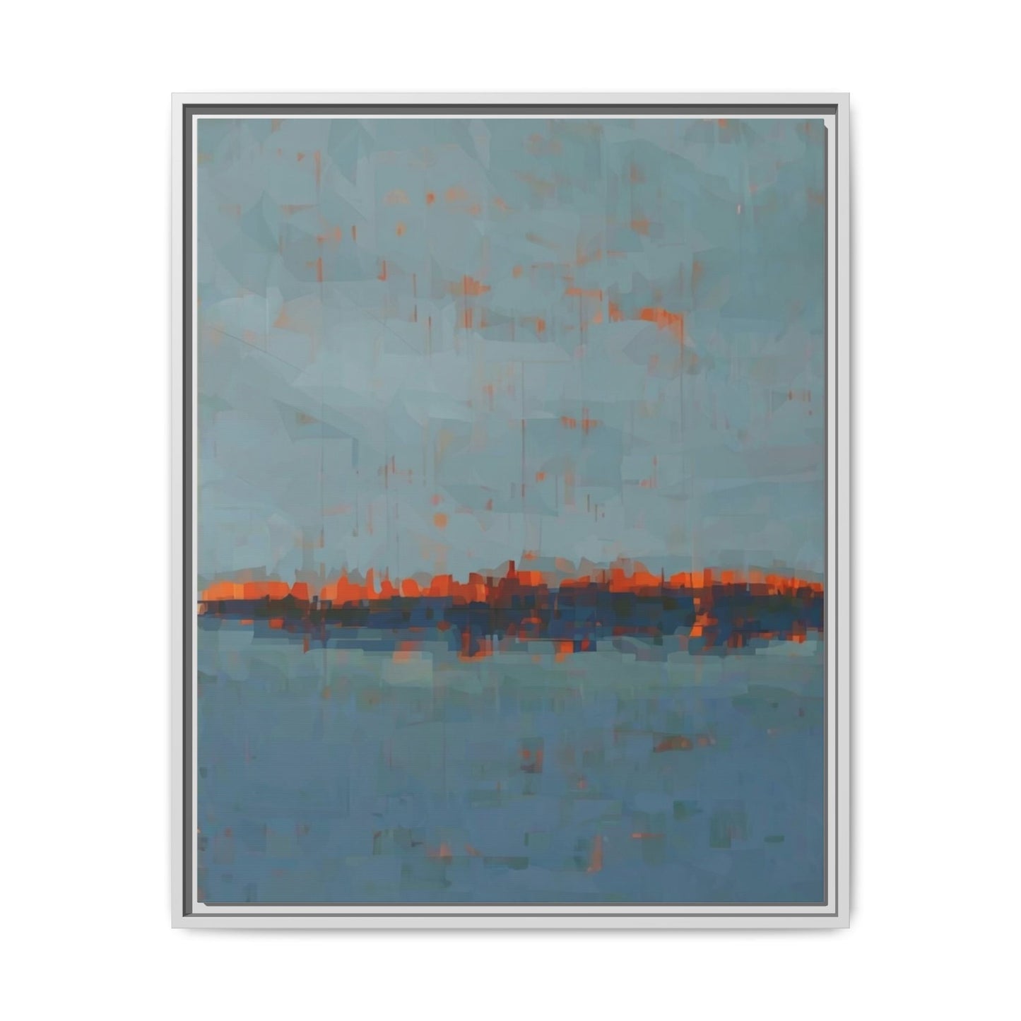 Framed Canvas Art — Teal & Orange Abstract Seascape