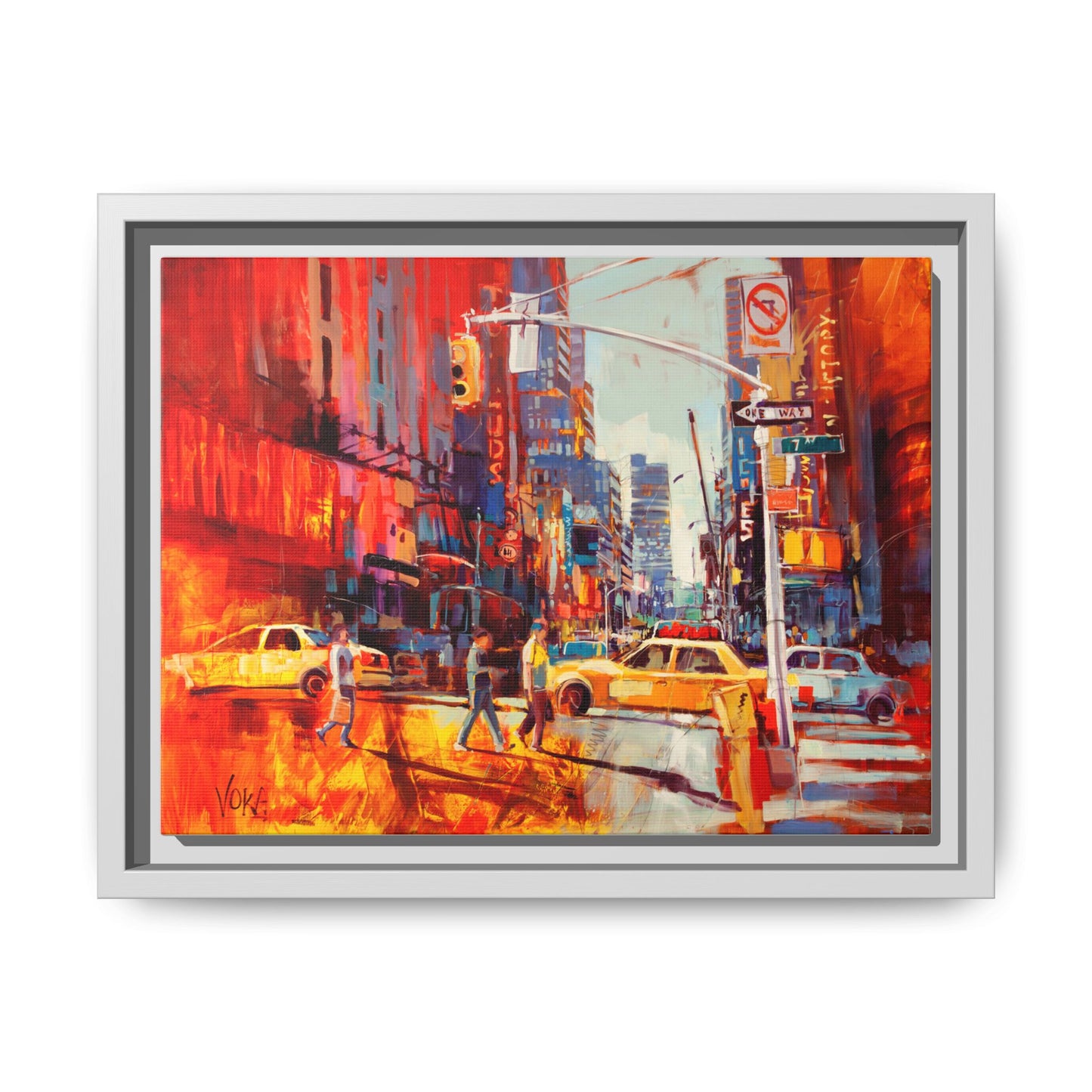 New York 7th AV attributed to Voke Framed Matte Canvas – Art Print