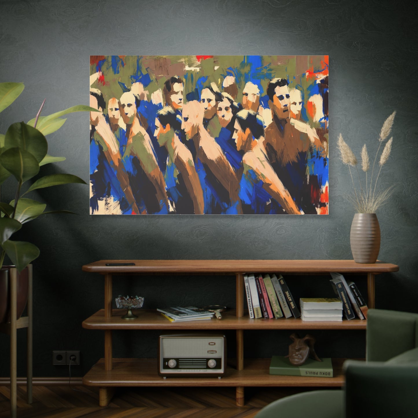 Abstract Crowd Painting Canvas Print — Stretched Matte Wall Art