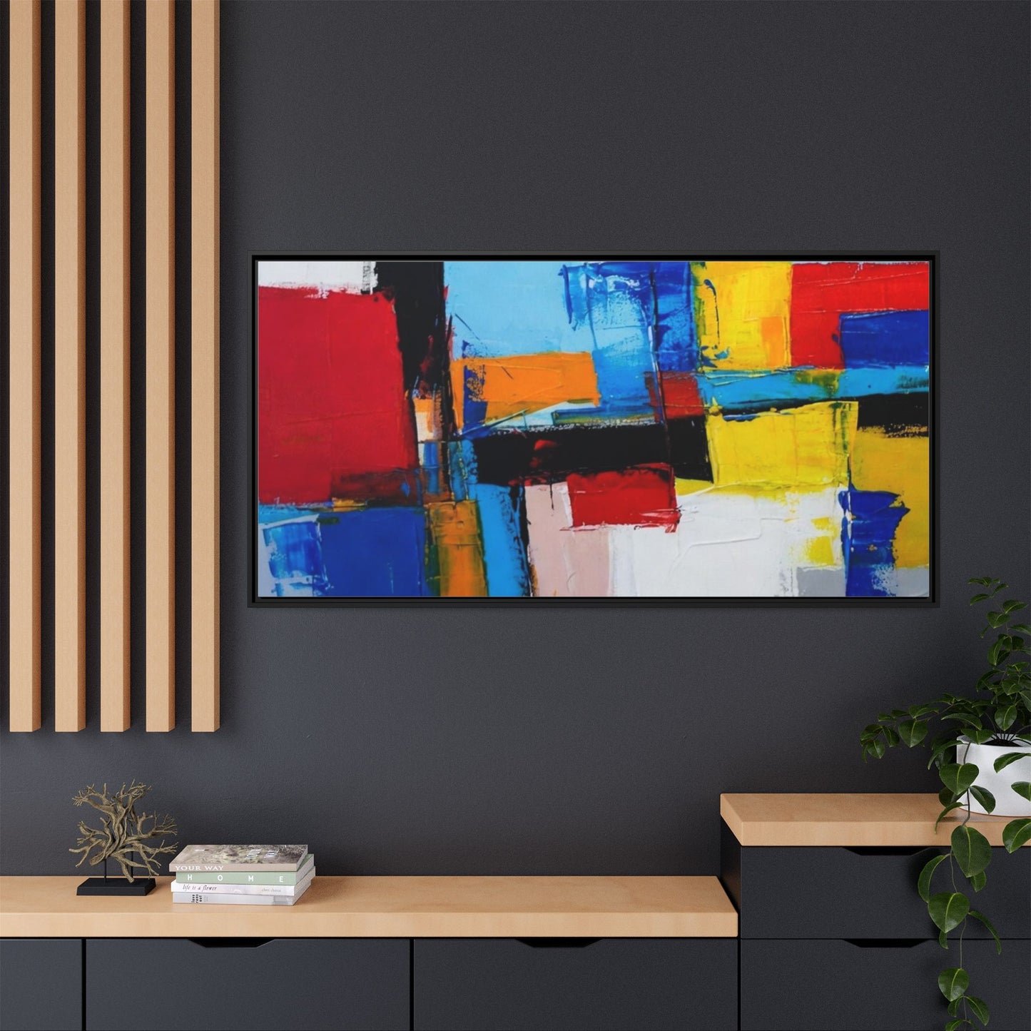 Abstract Color Block Matte Canvas Framed Wall Art