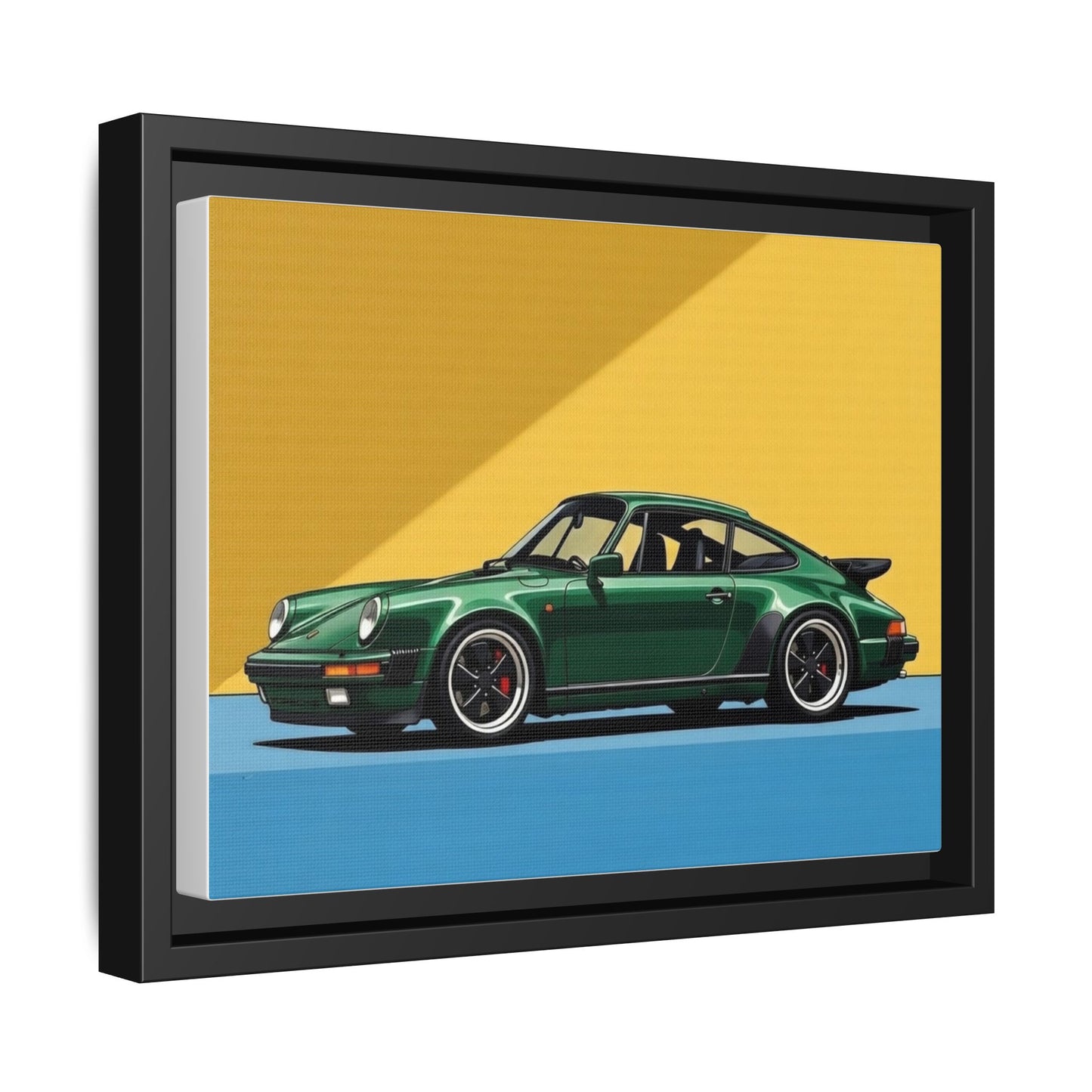 Framed Matte Canvas — Green Sports Car Wall Art